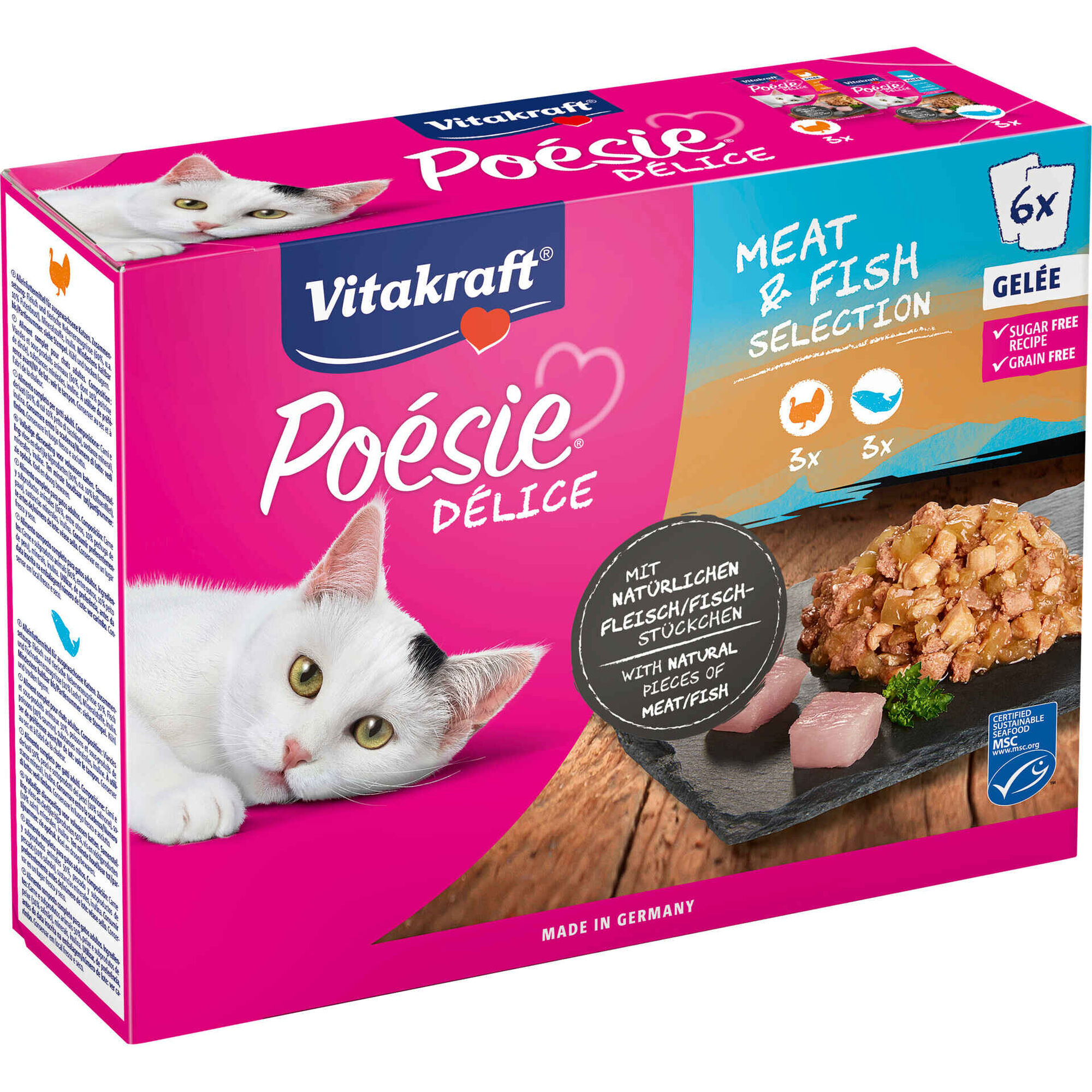 Comida H&uacute;mida para Gato Adulto Po&eacute;sie D&eacute;lice Peru e Salm&atilde;o Vitakraft
