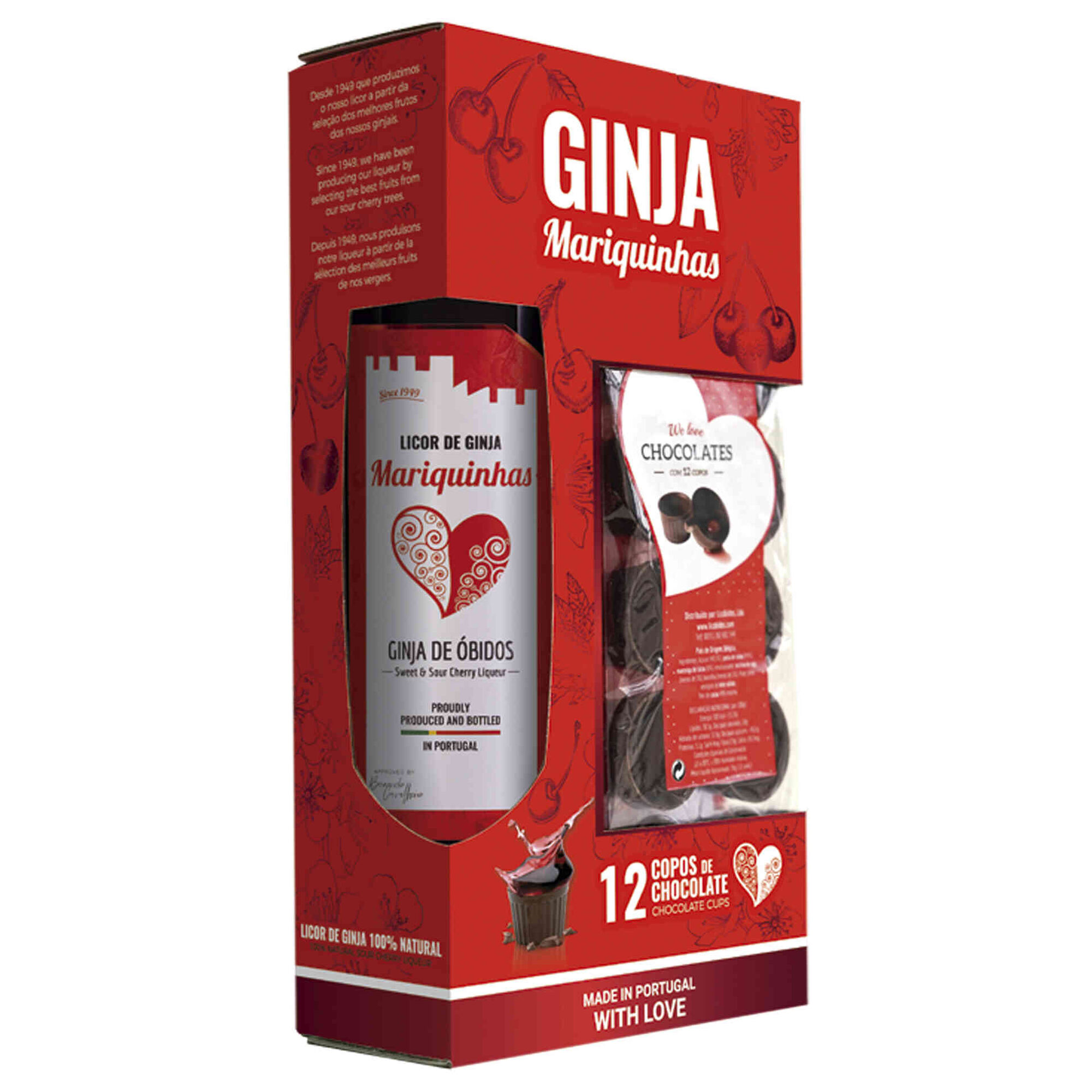 Mariquinhas Licor de Ginja de &Oacute;bidos Com Copos de Chocolate