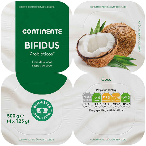 Iogurte Bifidus Coco Continente
