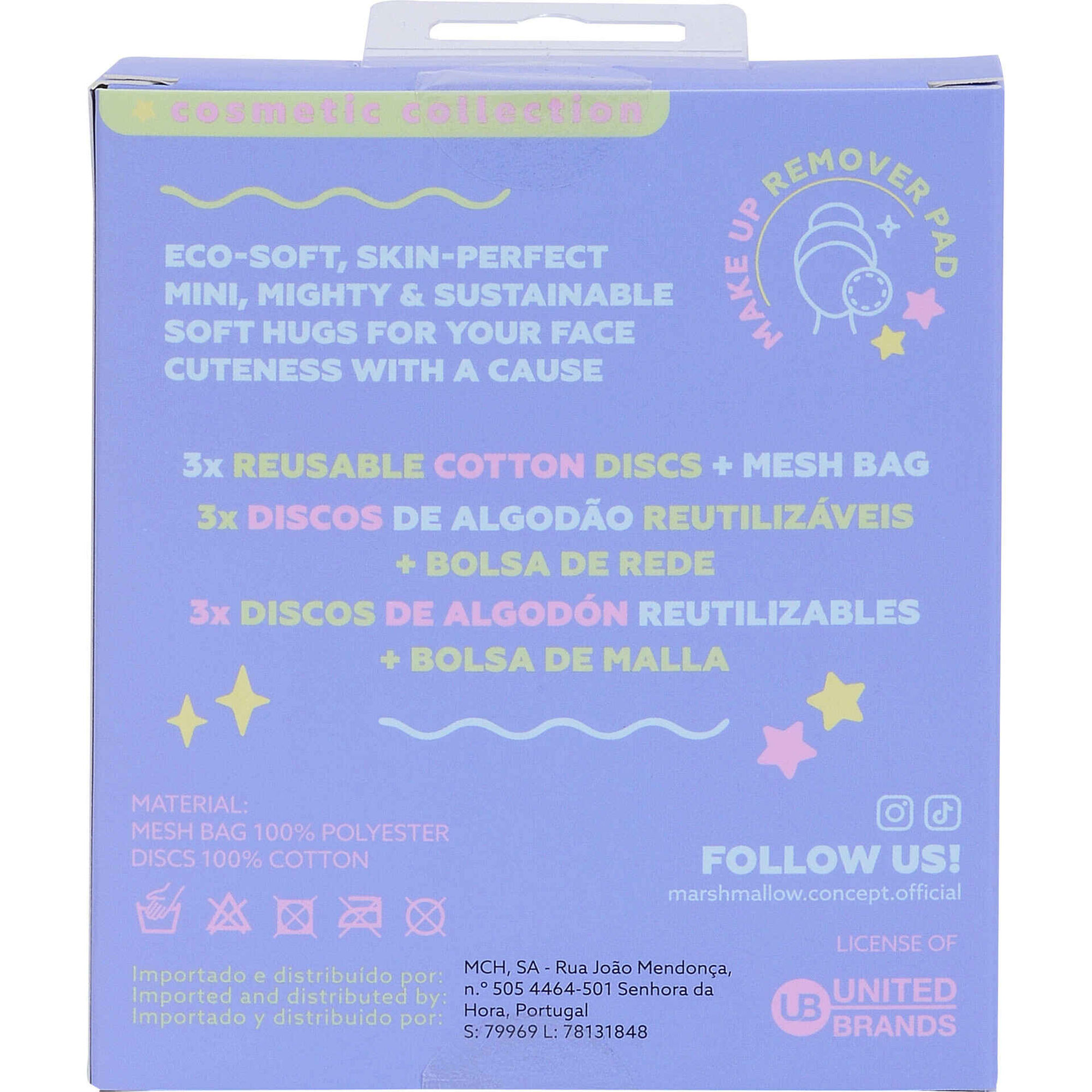 Discos de Algod&atilde;o Reutiliz&aacute;veis e Bolsa de Rede (v&aacute;rias cores) Kasa