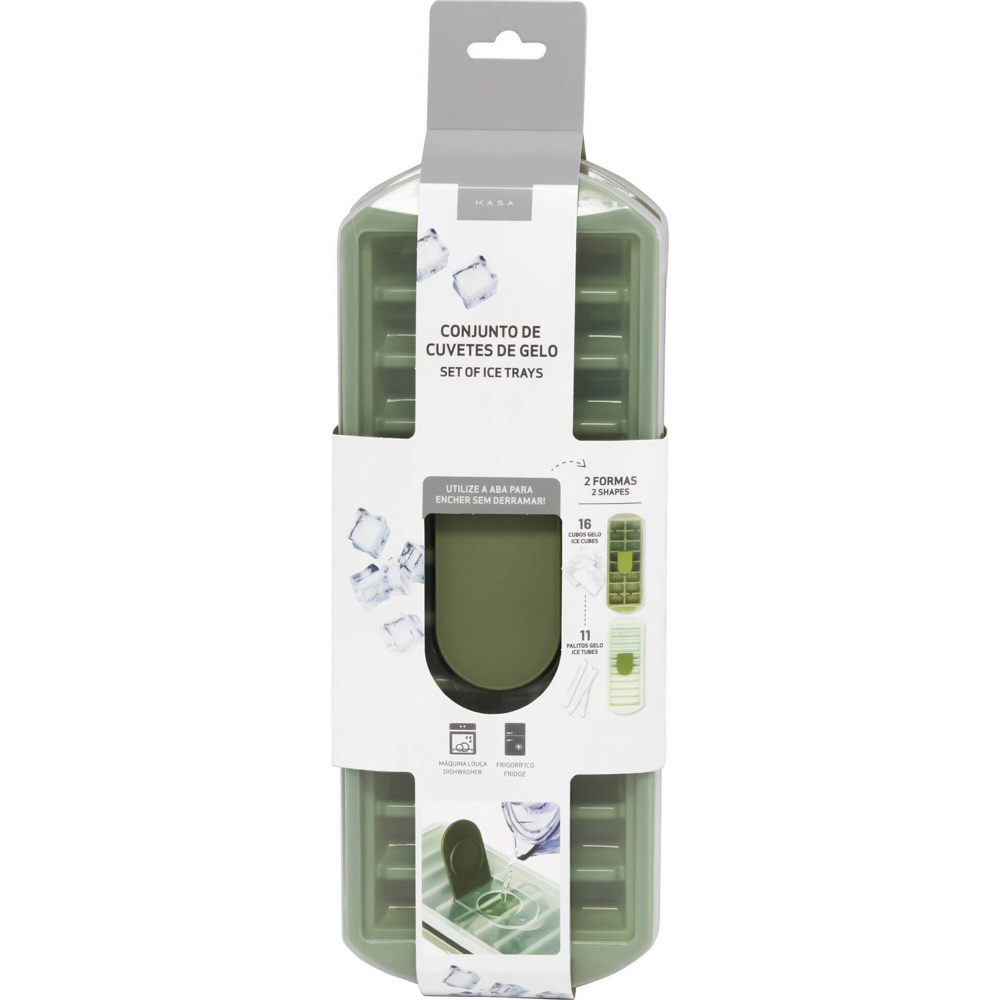 Conjunto 2 Cuvetes Gelo 16 Cubos e 11 Palitos Kasa