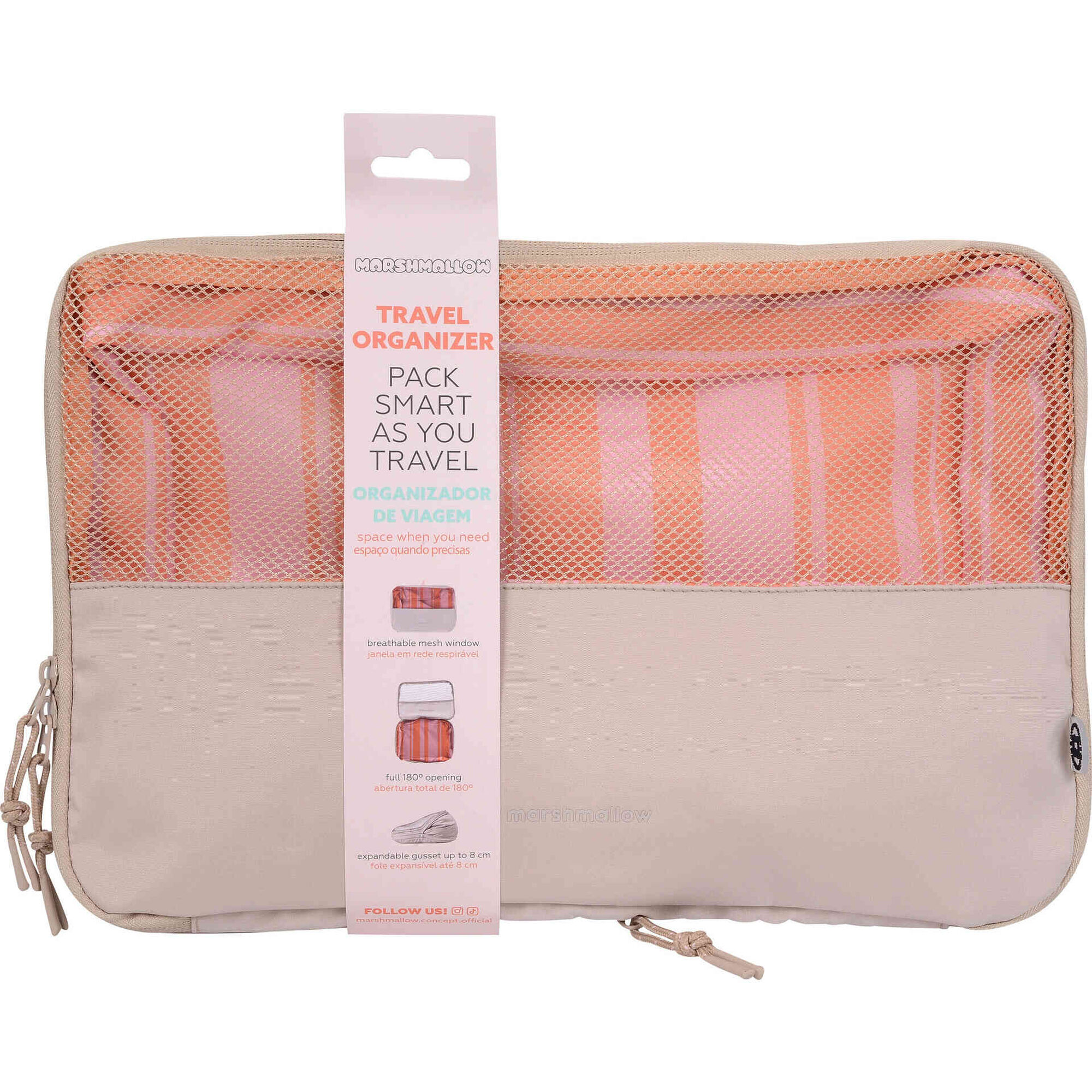 Organizador de Viagem Riscas Laranja e Rosa Marshmallow