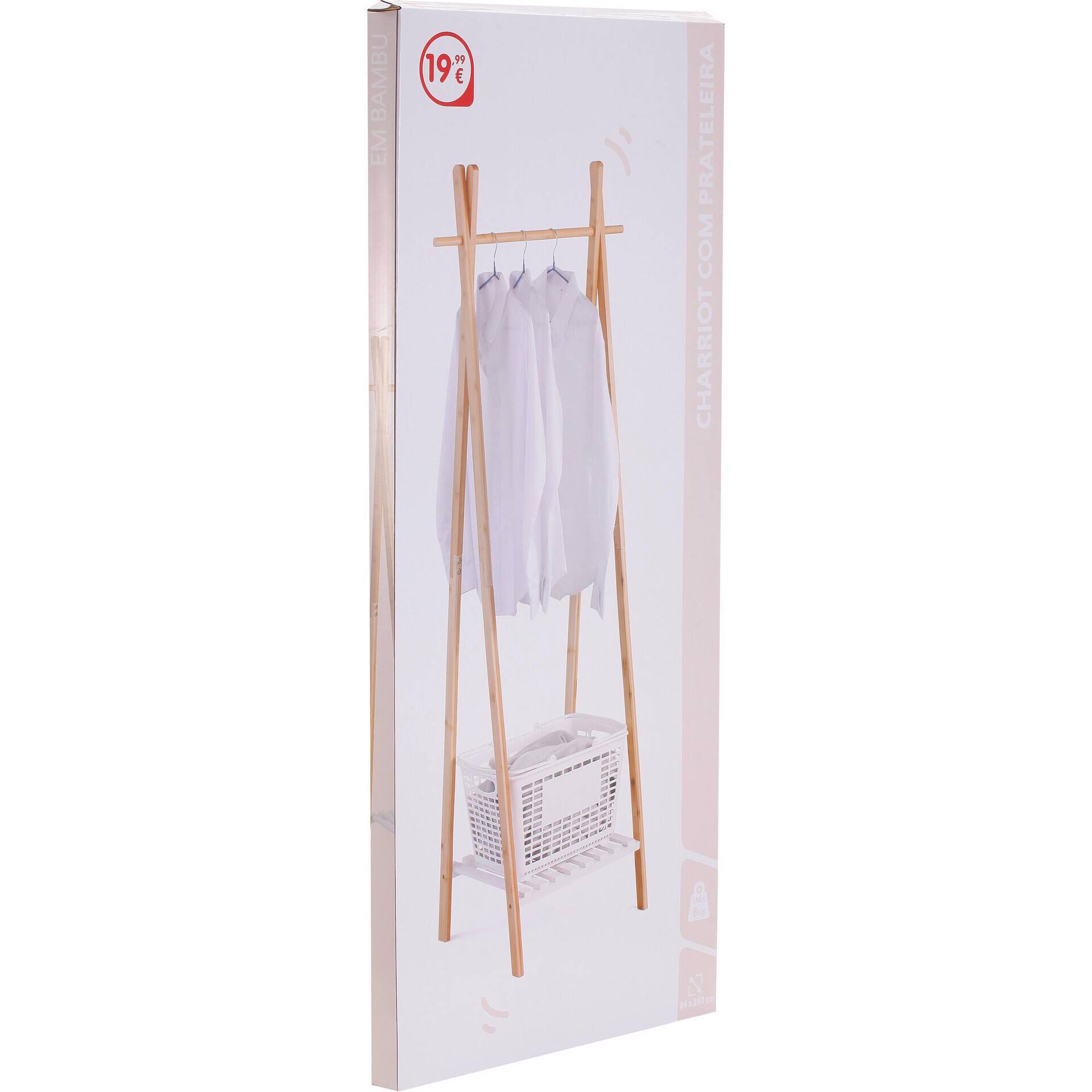 Suporte para Cabides em Bambu com Prateleira Bazar&atilde;o