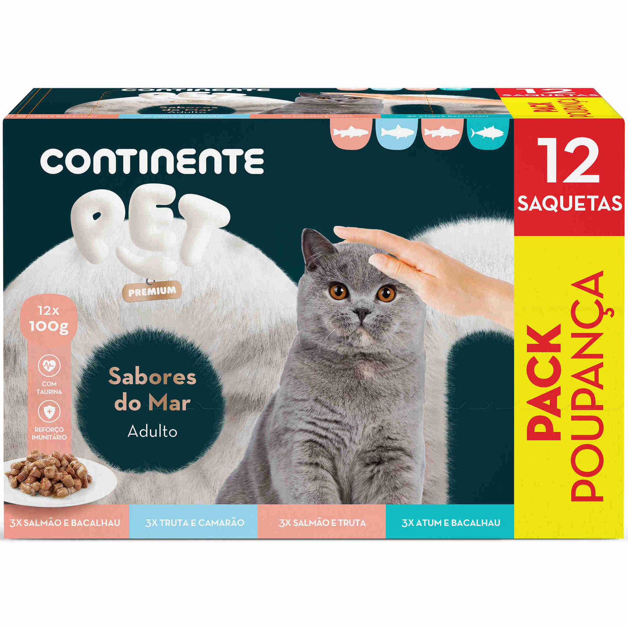 Comida H&uacute;mida para Gato Adulto Sabores Marinhos Continente Pet
