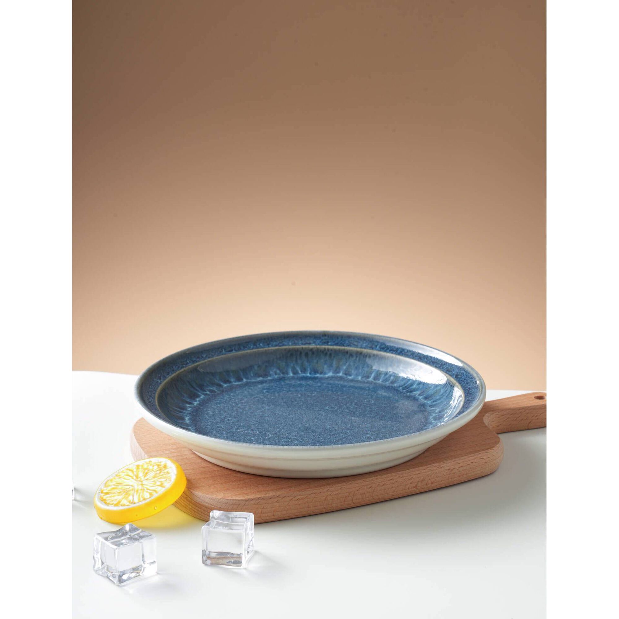 Prato Sobremesa Grés Redondo 20,2cm Reativo Azul Loulé Prato Sobremesa Grés Redondo 20,2cm Reativo Azul Loulé