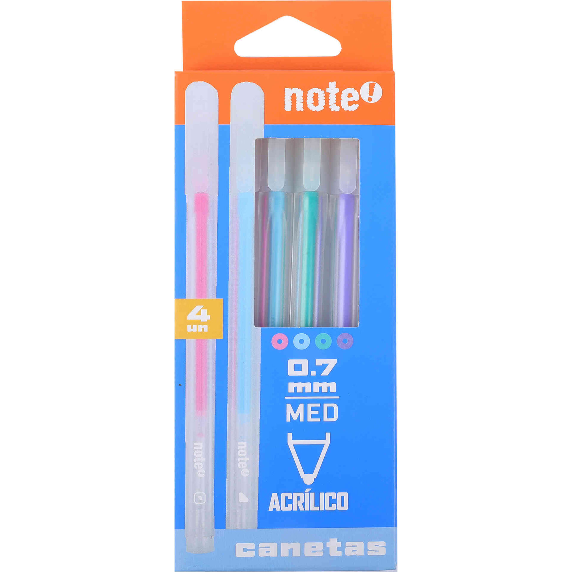 Conjunto 4 Esferogr&aacute;ficas de Tinta Acr&iacute;lica Pastel Note!