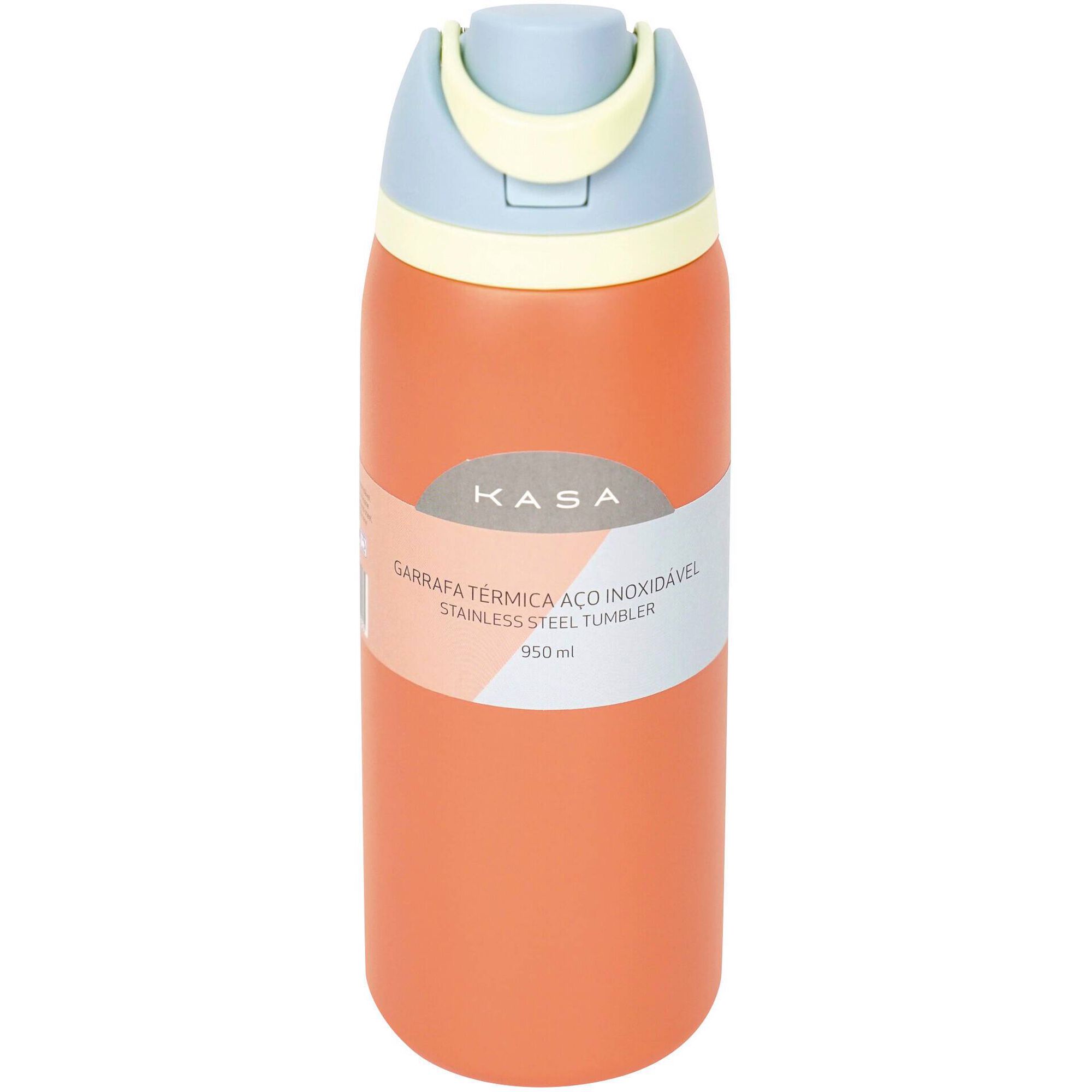 Garrafa T&eacute;rmica 950ml Laranja e Azul Kasa