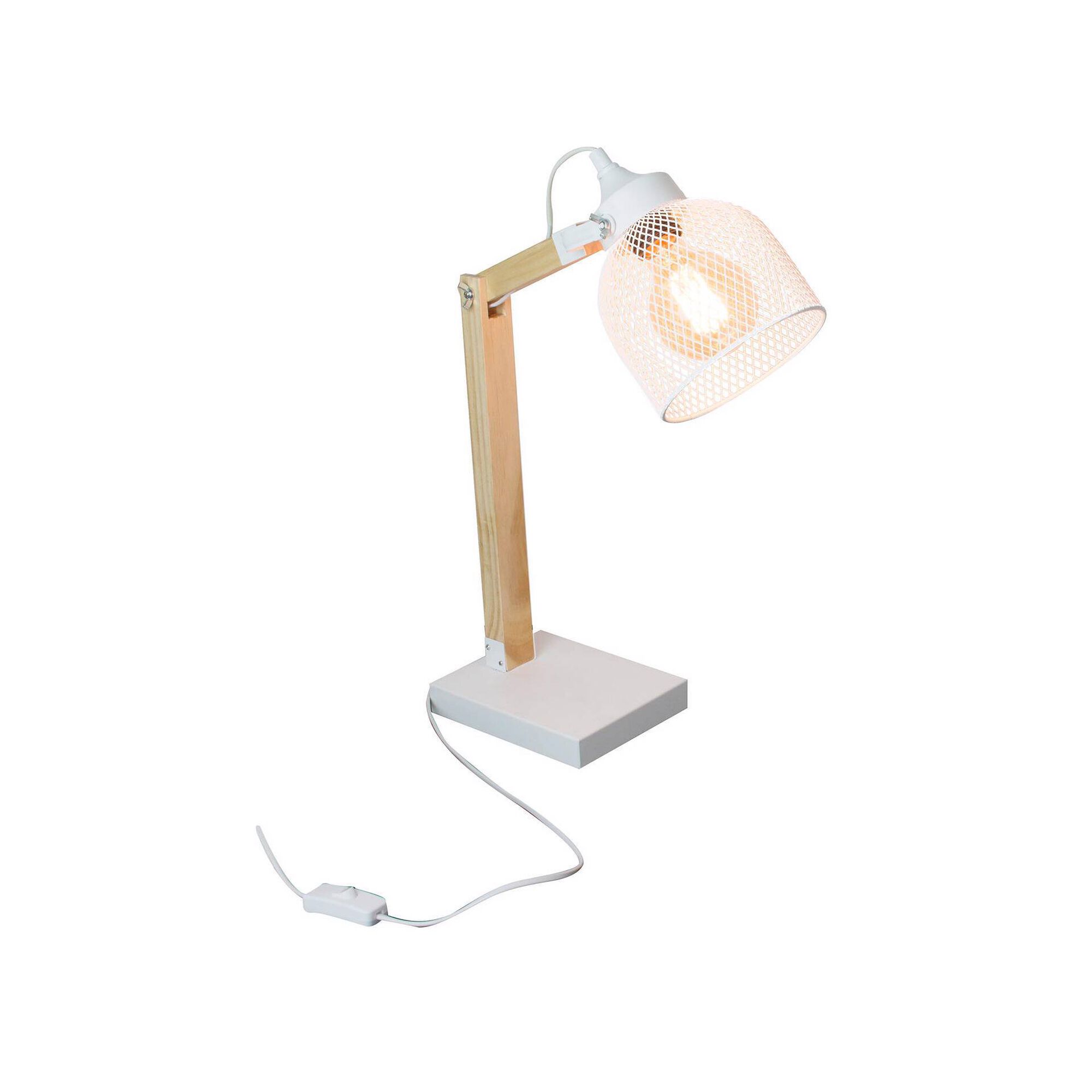 Candeeiro de Mesa Metal Branco Mesh