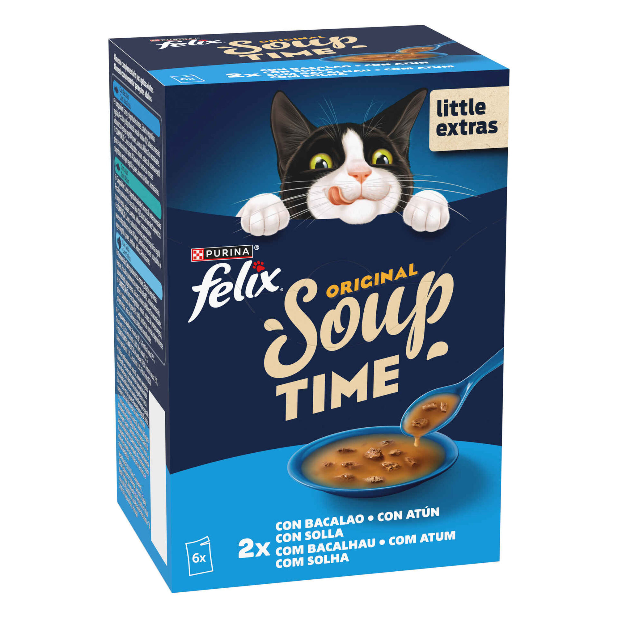 Comida H&uacute;mida para Gato Adulto Soup Original Sele&ccedil;&atilde;o Peixe Saquetas Purina Felix