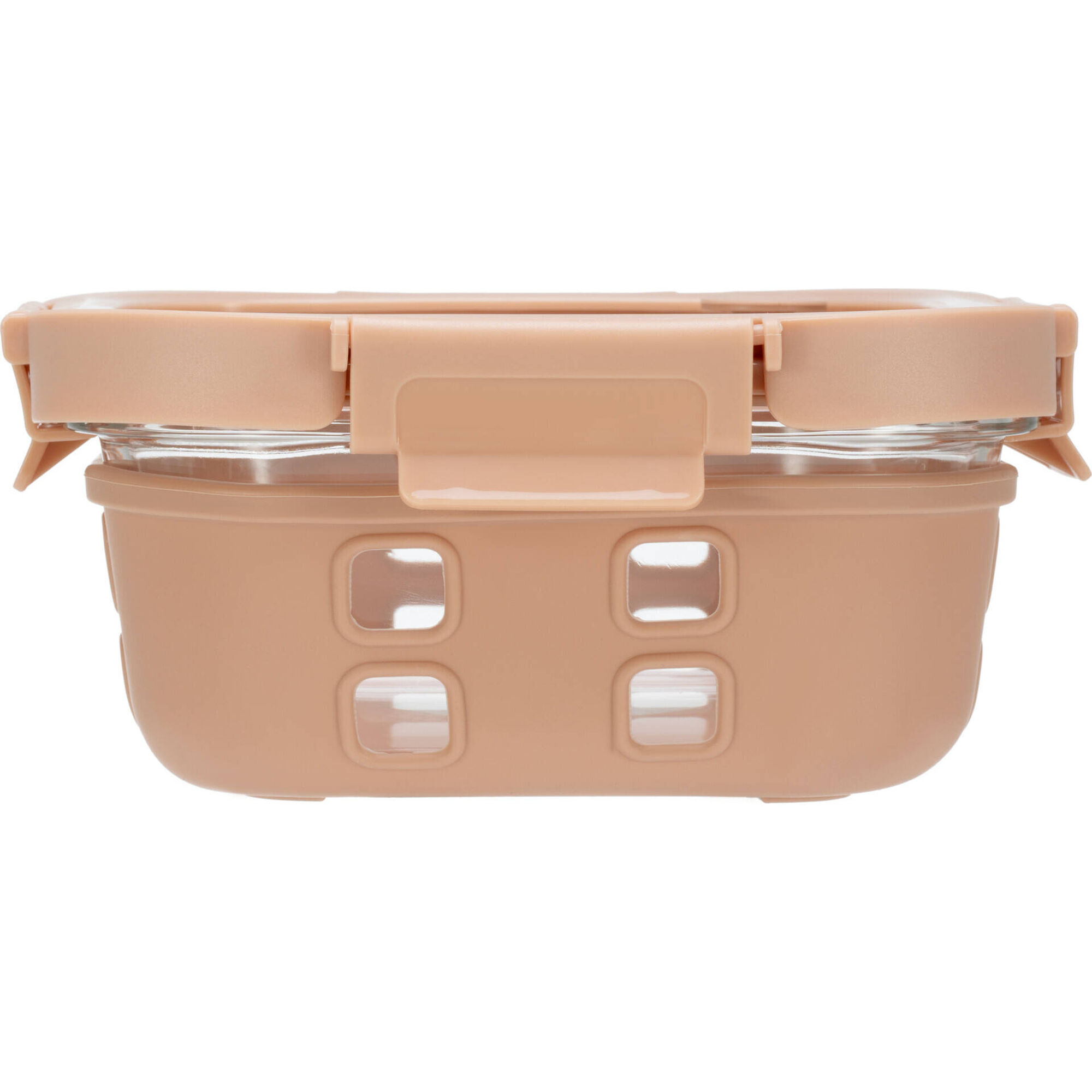 Caixa Herm&eacute;tica 520ml Vidro e Silicone Bege Kasa