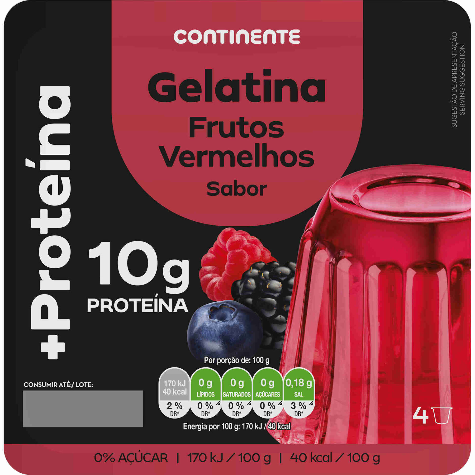 Gelatina Pronta Frutos Vermelhos +Proteína