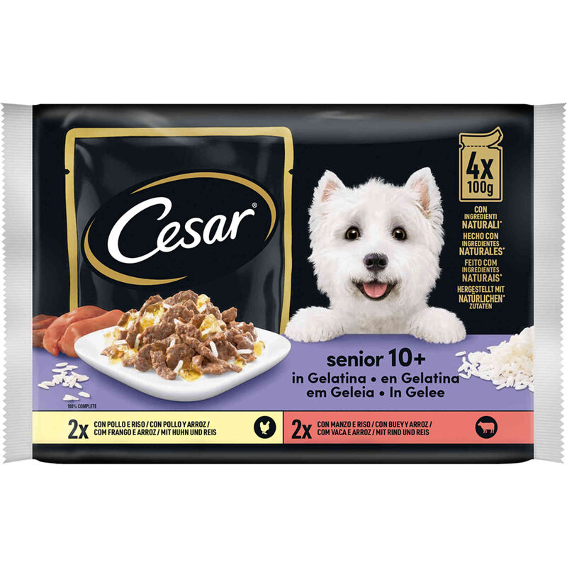 Comida Húmida para Cão Sénior Vaca e Galinha Saquetas Cesar