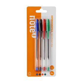 Esferogr&aacute;fica de Tinta Azul, Preta, Vermelha e Verde Note!