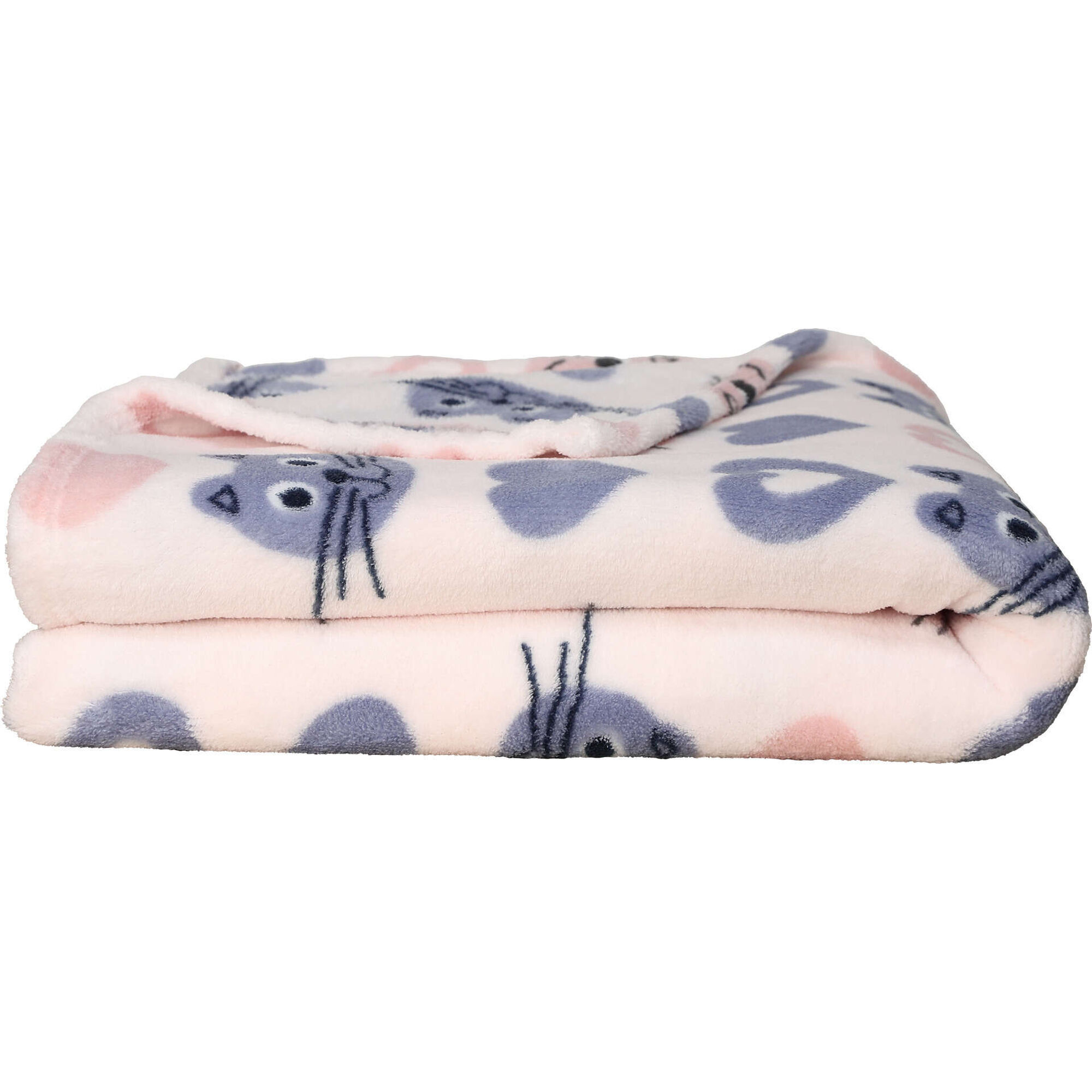 Manta Flanela 130x160cm Gatos e Corações