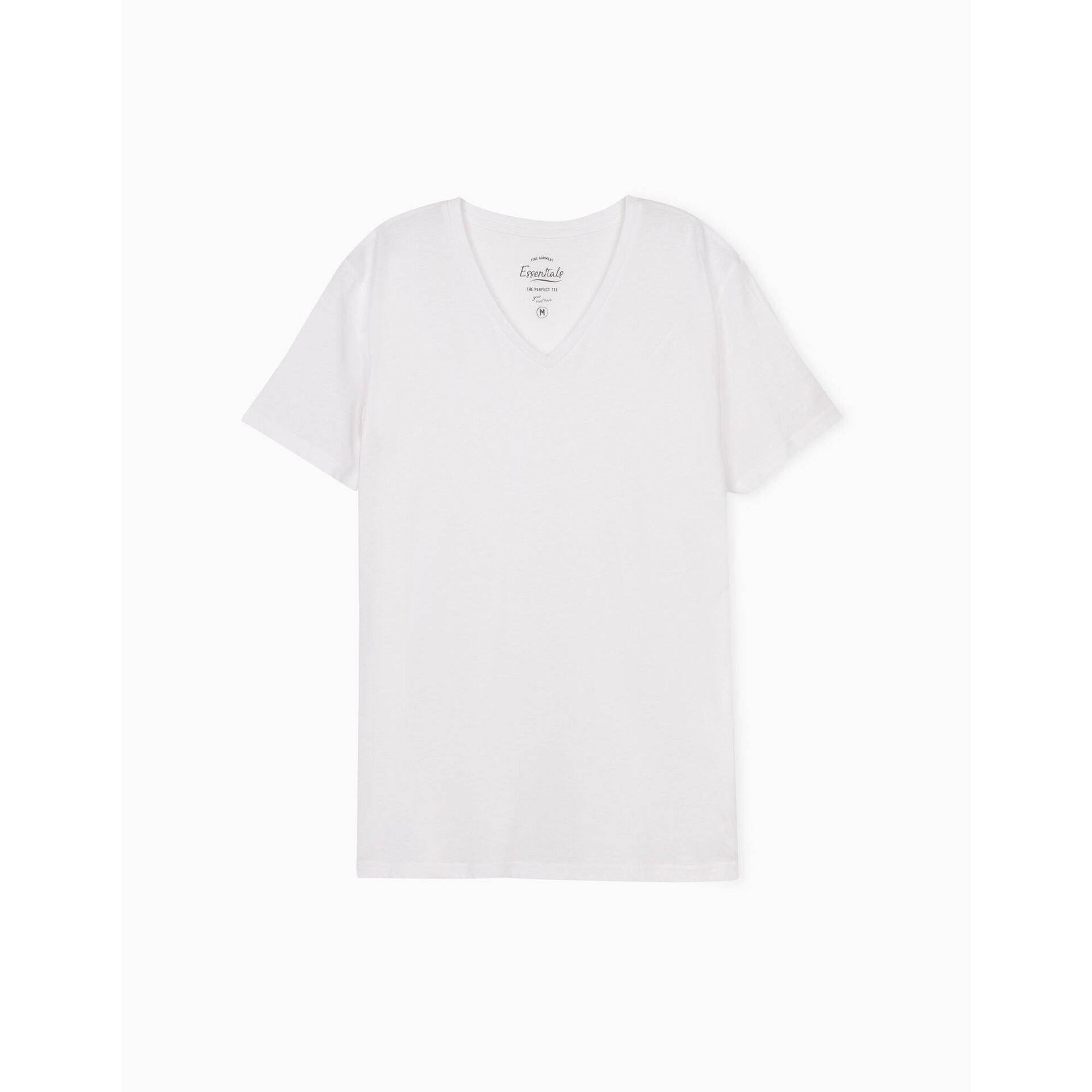 T-shirt Algodão com Decote em V Branco T-shirt Algodão com Decote em V Branco