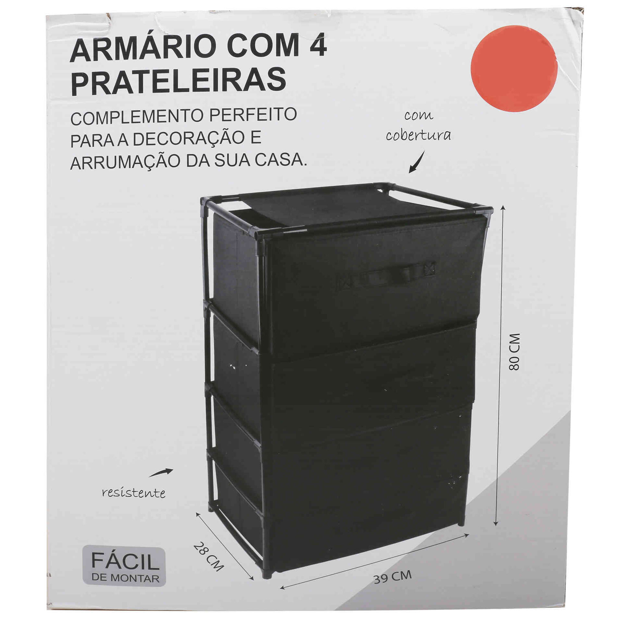 Armário com 4 Prateleiras 40x28x80cm