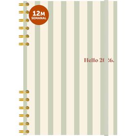 Agenda A5 2026 Espiral 12 Meses (várias cores)