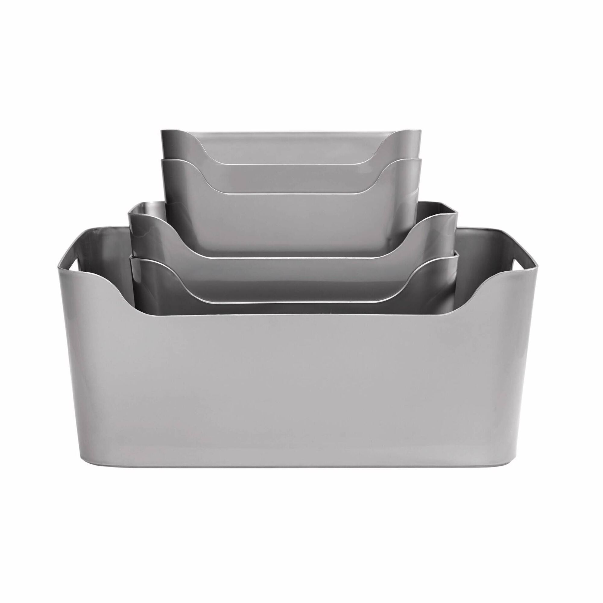 Conjunto 5 Cestos Arruma&ccedil;&atilde;o Pl&aacute;stico Kasa