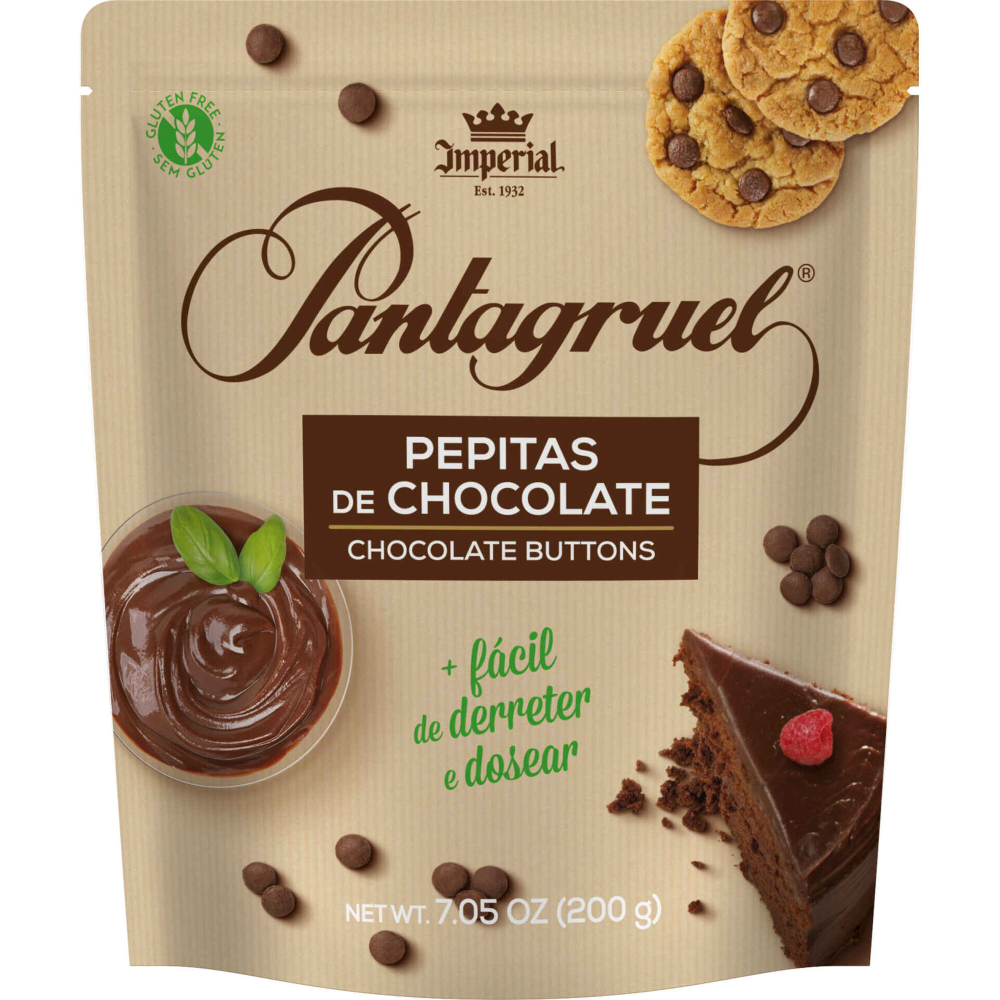 Pepitas de Chocolate 43% Cacau sem Gl&uacute;ten Pantagruel