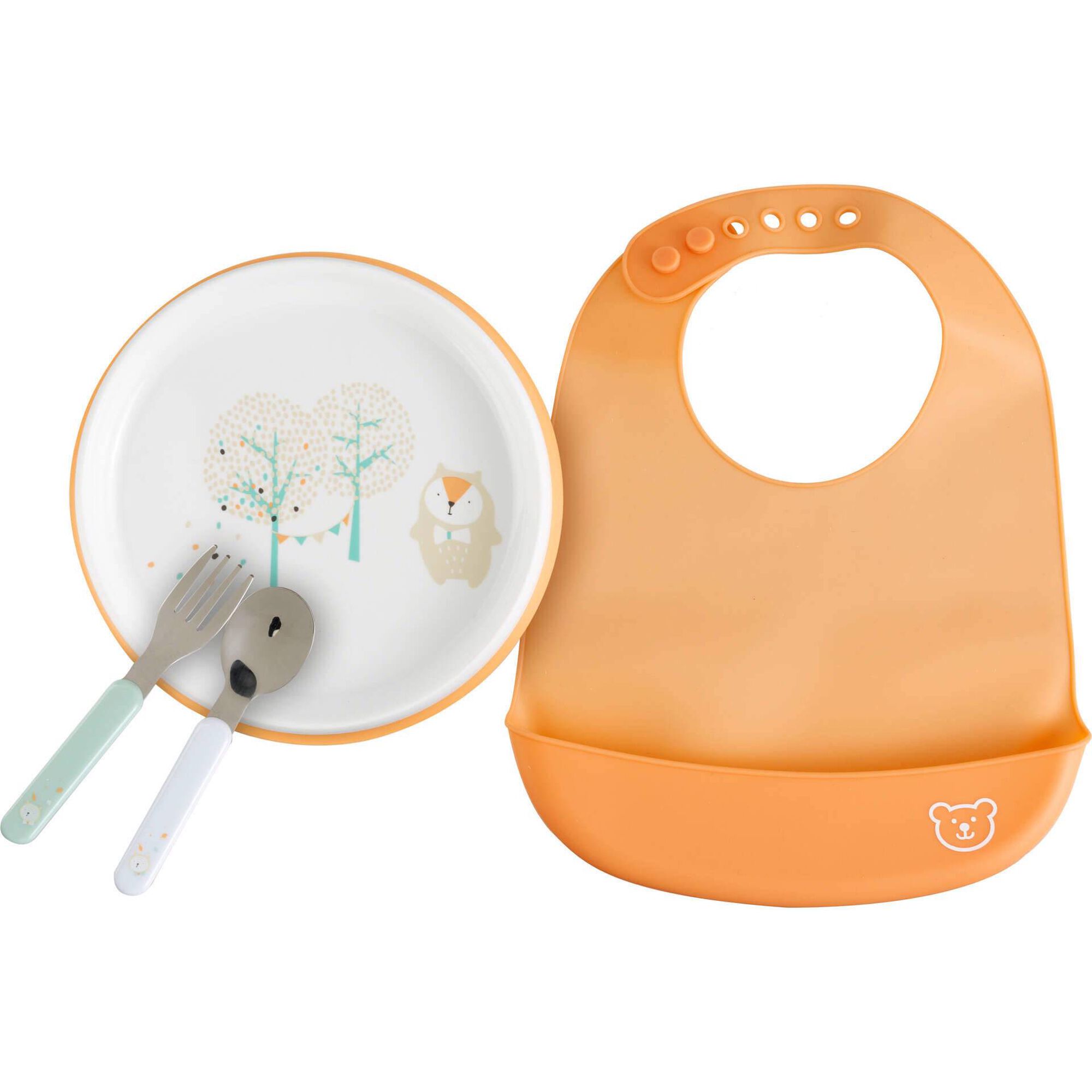 Prato Base Antiderrapante Branco e Laranja