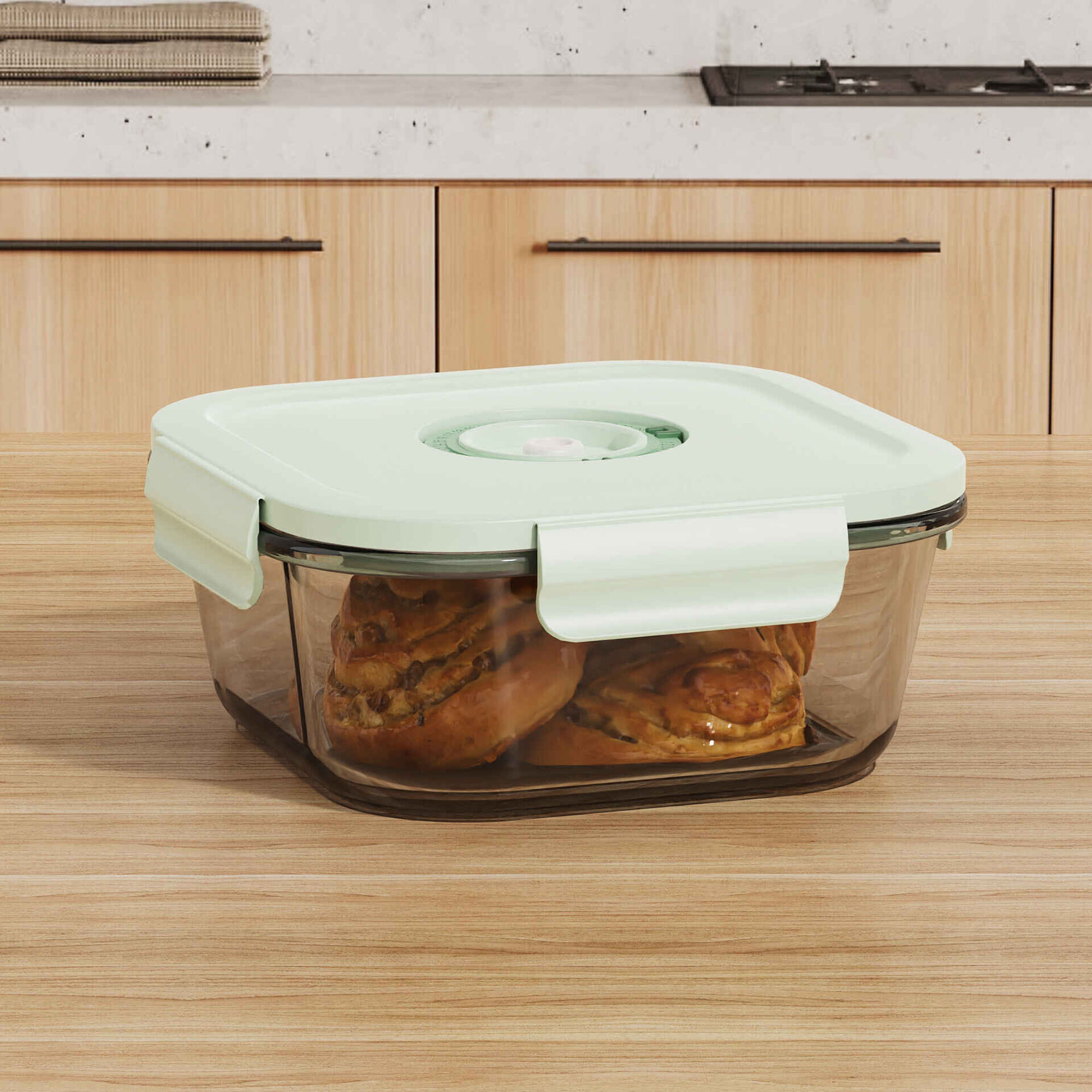 Caixa Vidro Quadrada 800ml com Vácuo