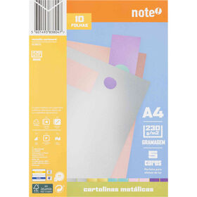 Conjunto 10 Cartolinas Met&aacute;licas A4 Note!