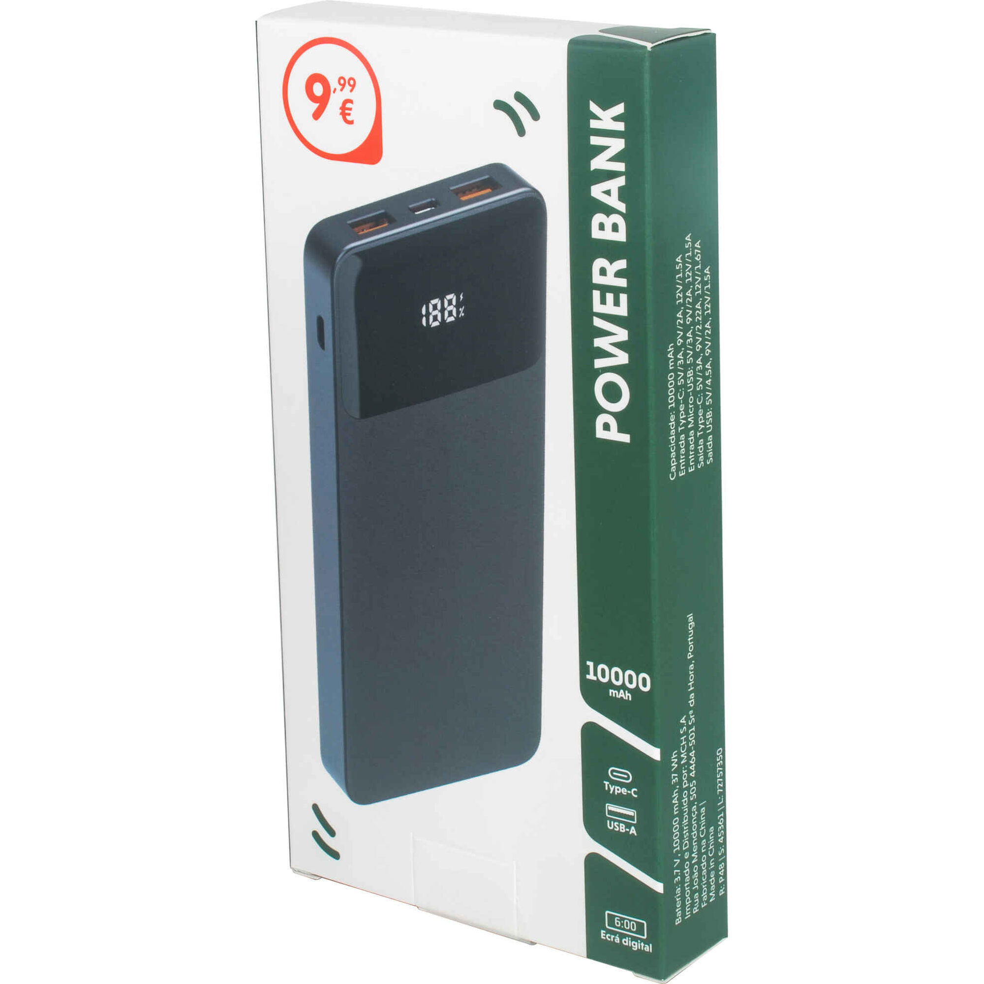 Powerbank Preta 10000 mAh