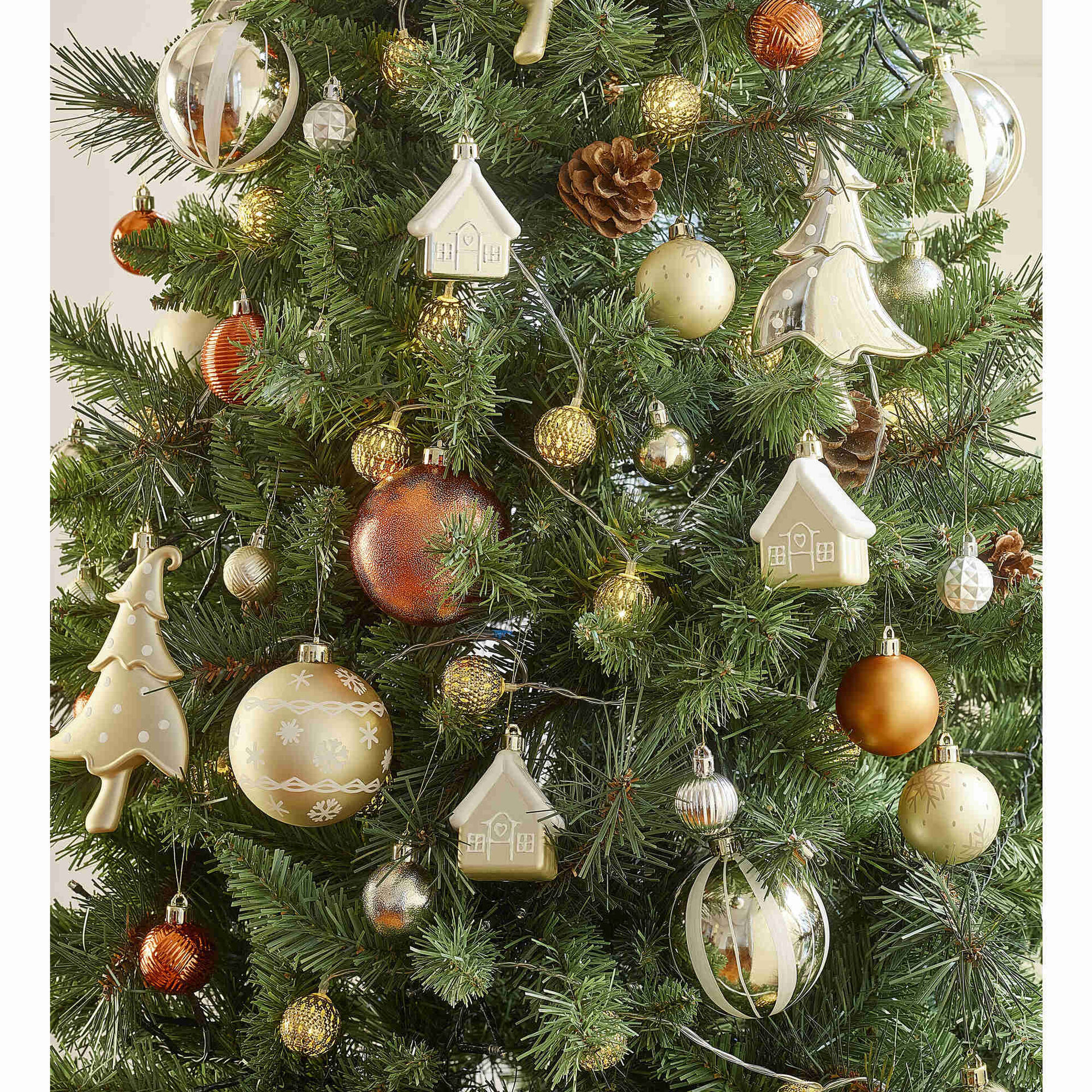 Conjunto 34 Bolas Douradas e Rosa