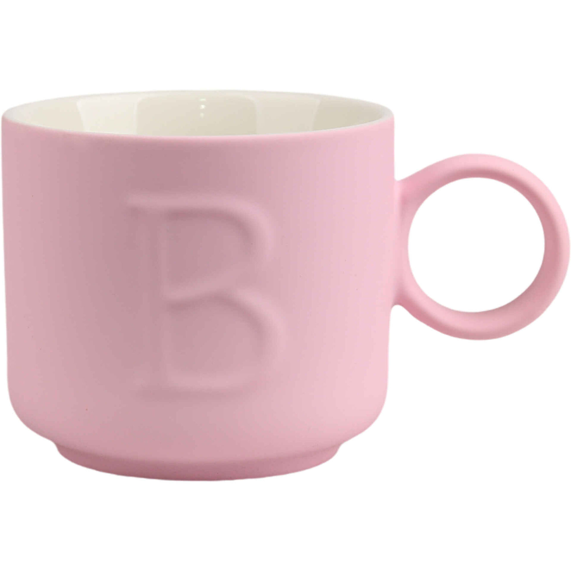 Caneca 360ml Letra B Rosa Kasa