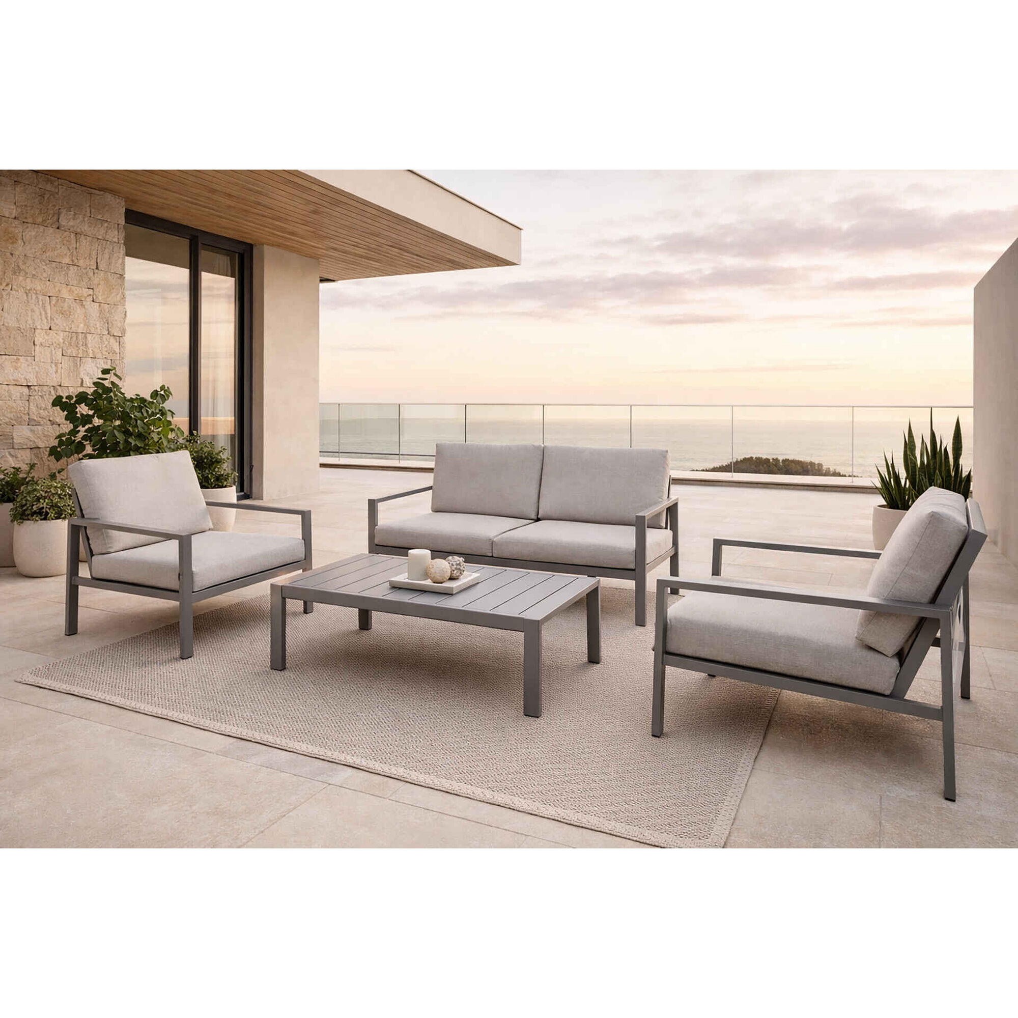 Conjunto Estar Metal com Almofadas Bali Kasa