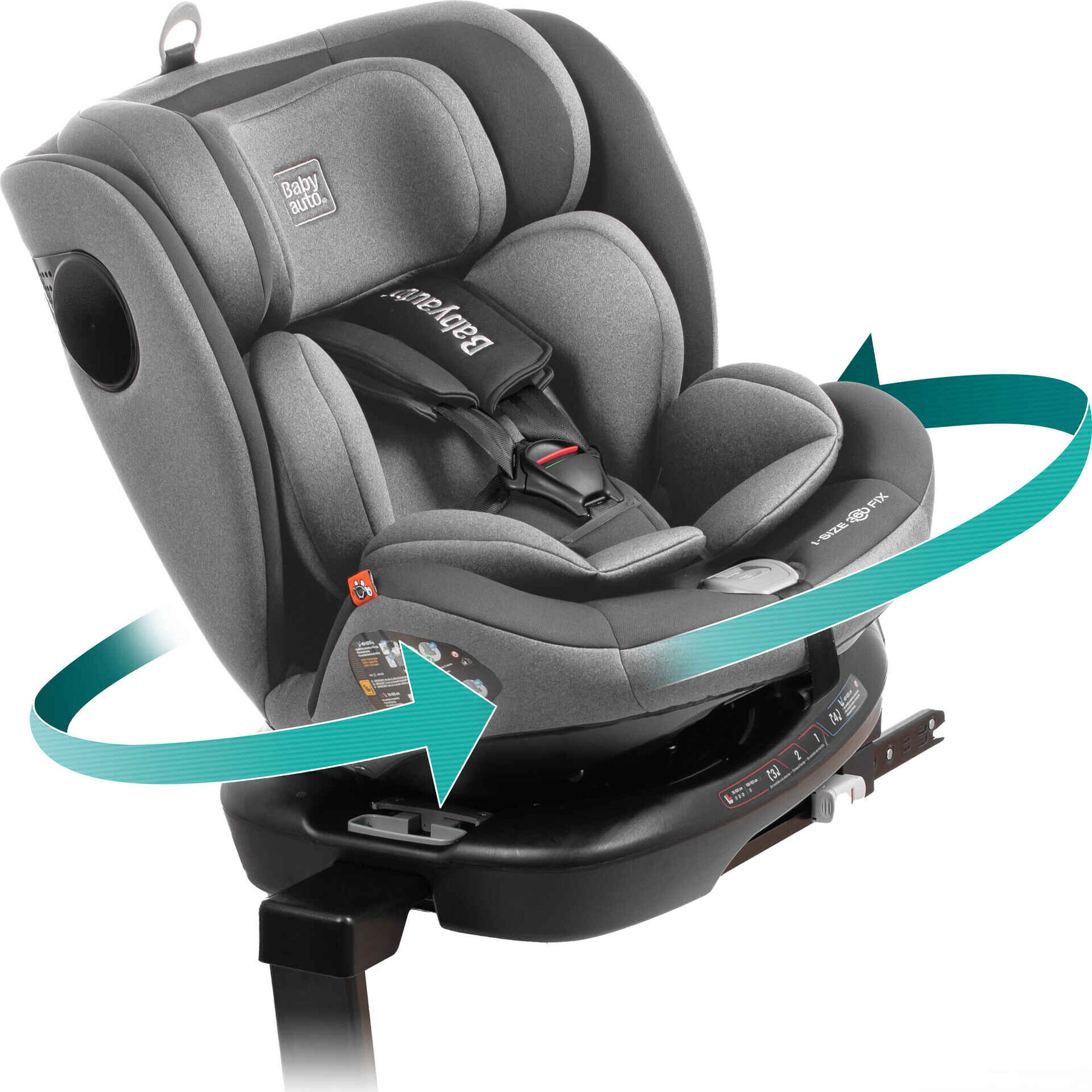 Cadeira Auto I-Size 40-150cm Isofix Rotativa com Pata Cinza