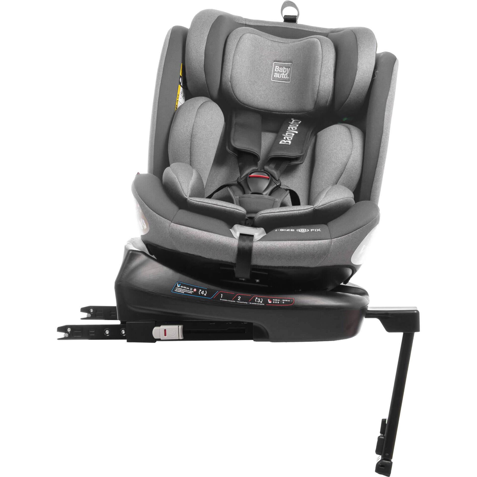 Cadeira Auto I-Size 40-150cm Isofix Rotativa com Pata Cinza