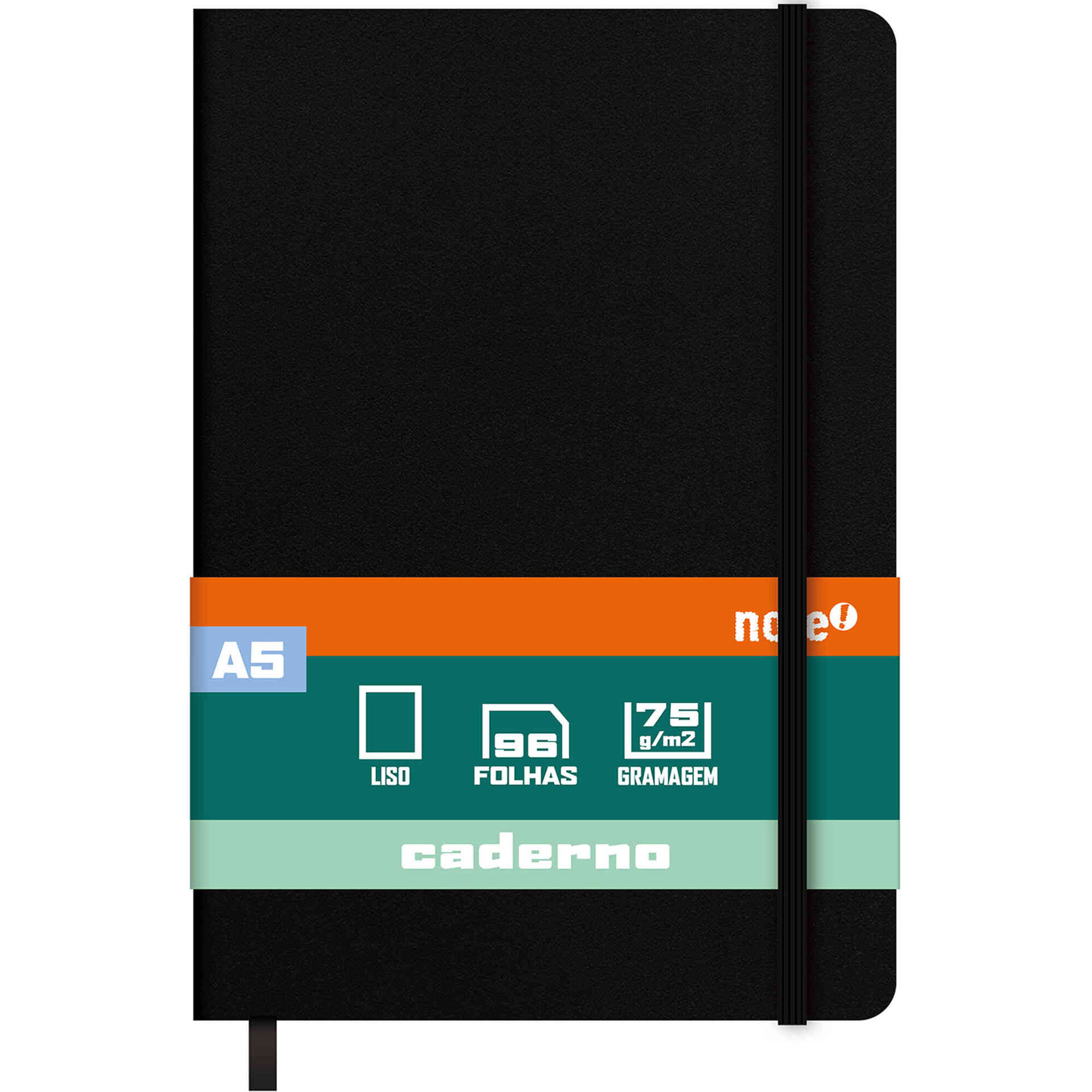 Caderno A5 Capa Dura com El&aacute;stico Liso Note!