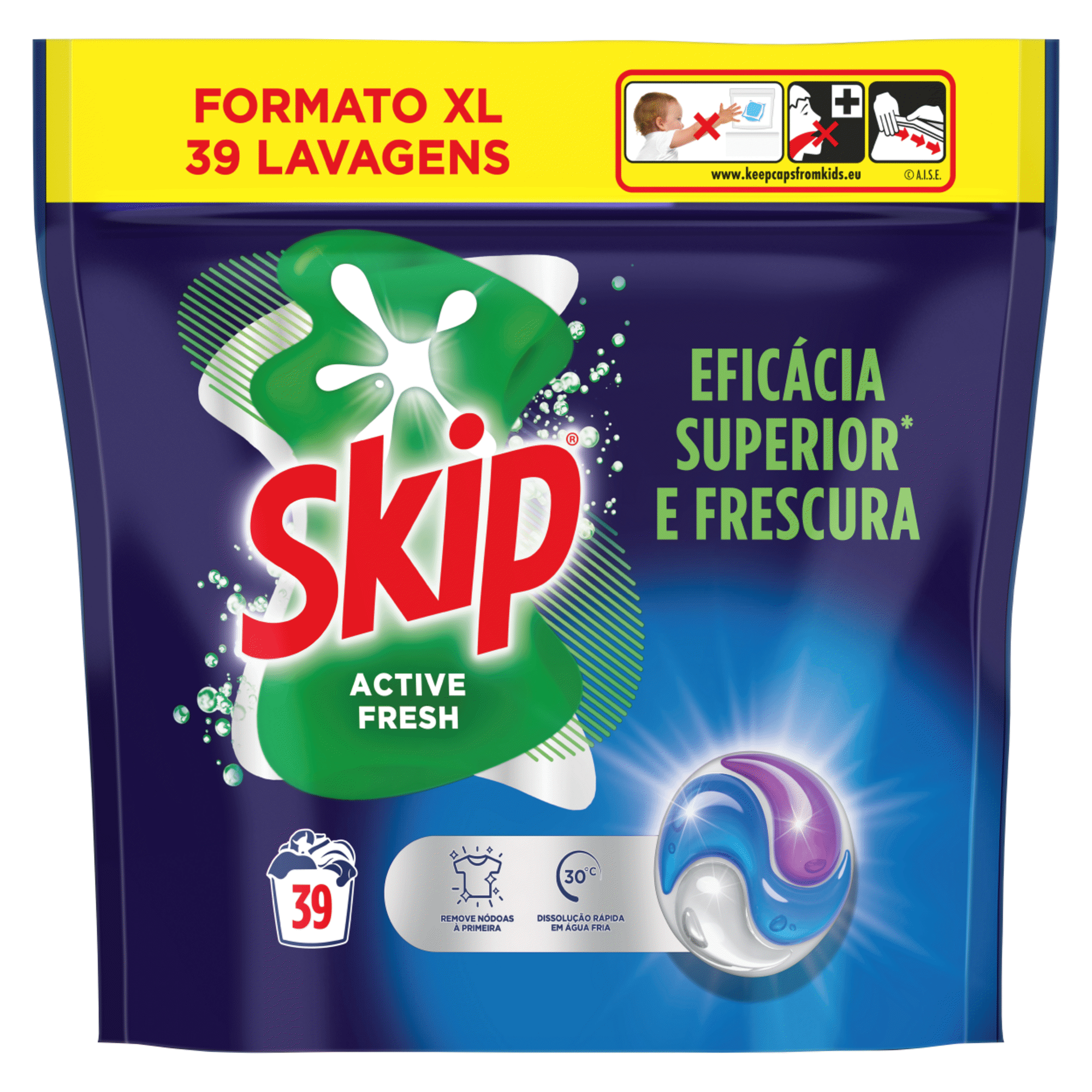Detergente M&aacute;quina Roupa C&aacute;psulas Active Fresh Skip