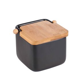 Saleiro Cer&acirc;mica e Bambu Preto Cosy Kasa