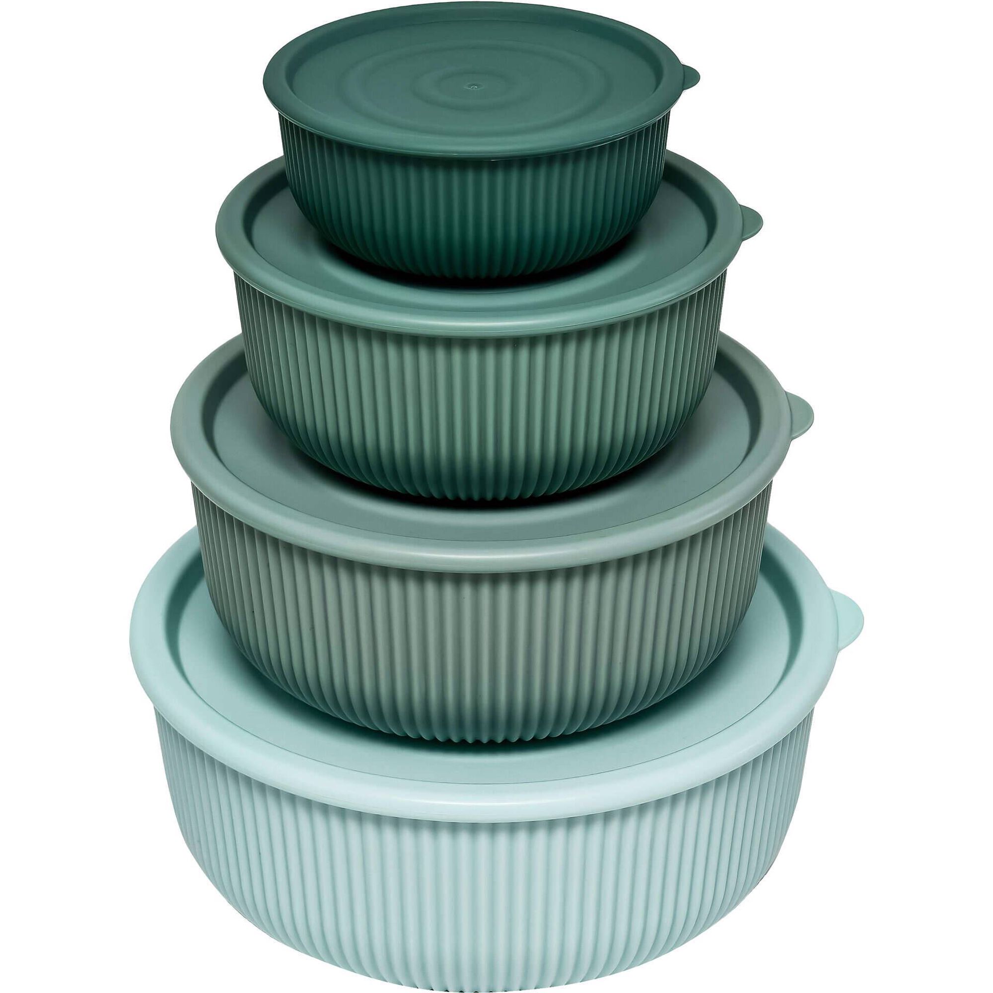 Conjunto 4 Caixas Herm&eacute;ticas Redondas Degrad&eacute; Verde Kasa