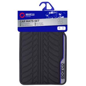 Conjunto 4 Tapetes Borracha Preto/Azul Sparco