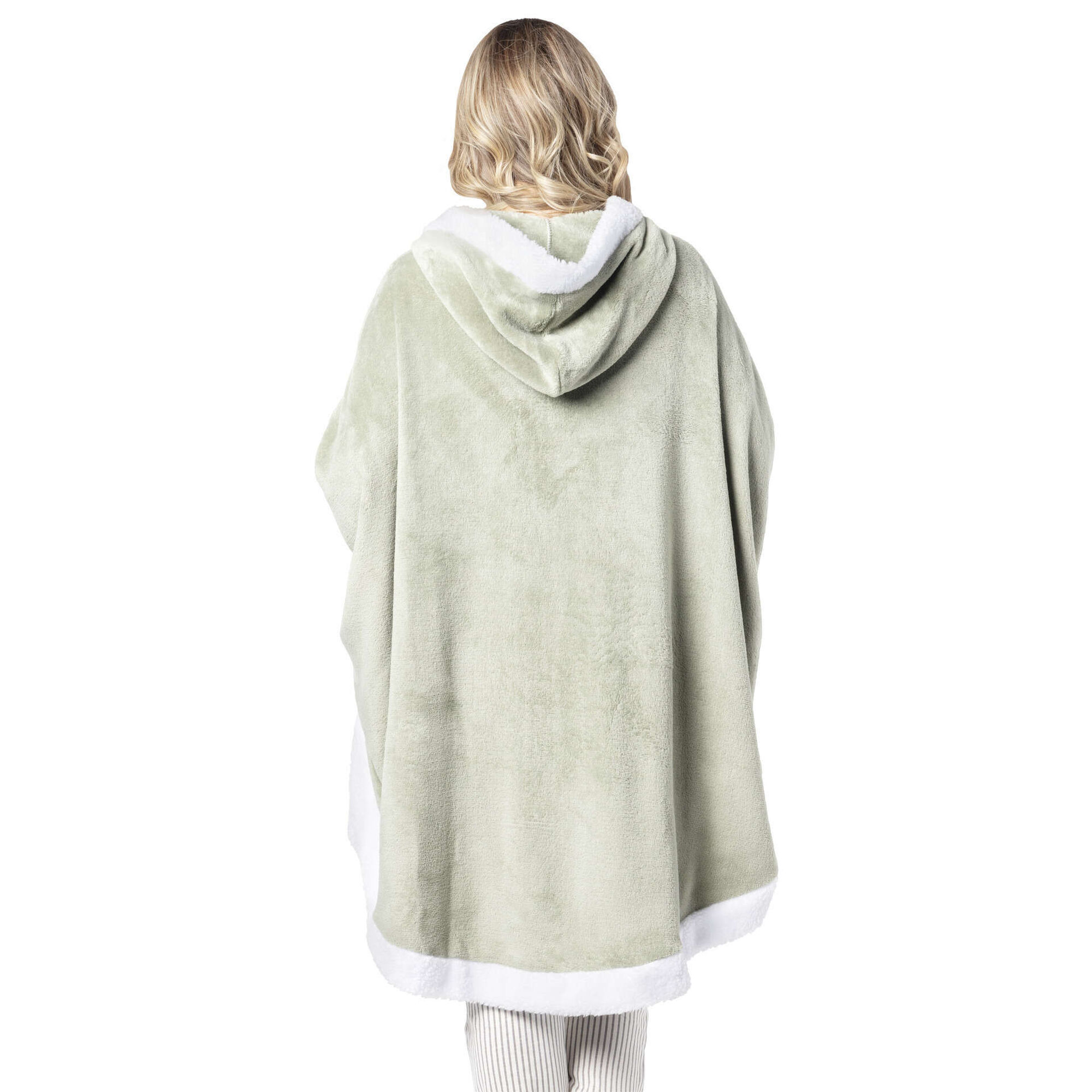 Manta Poncho Borreguito com Capuz Verde Kasa