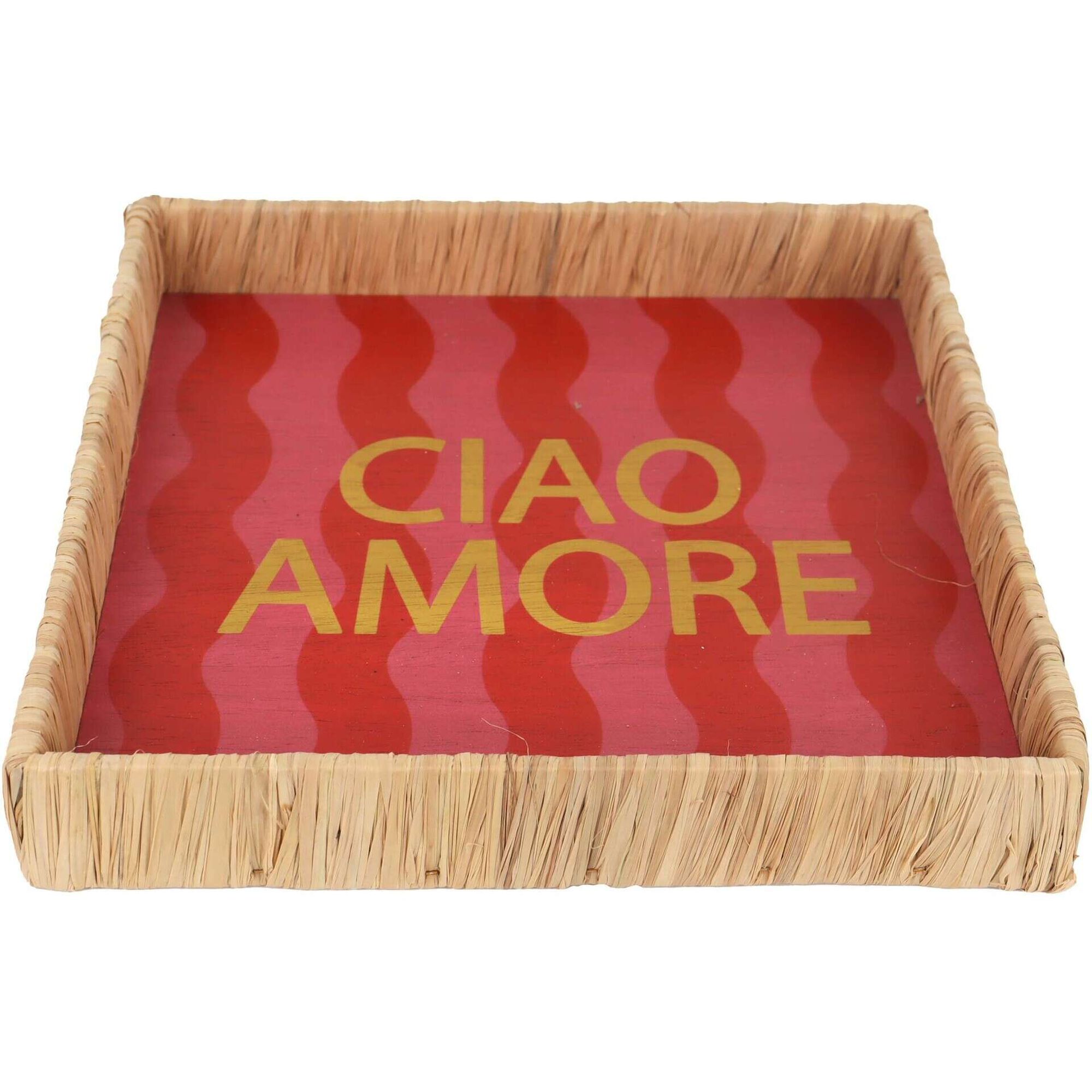 Tabuleiro Ciao Riscas Vermelhas 24x24cm Kasa