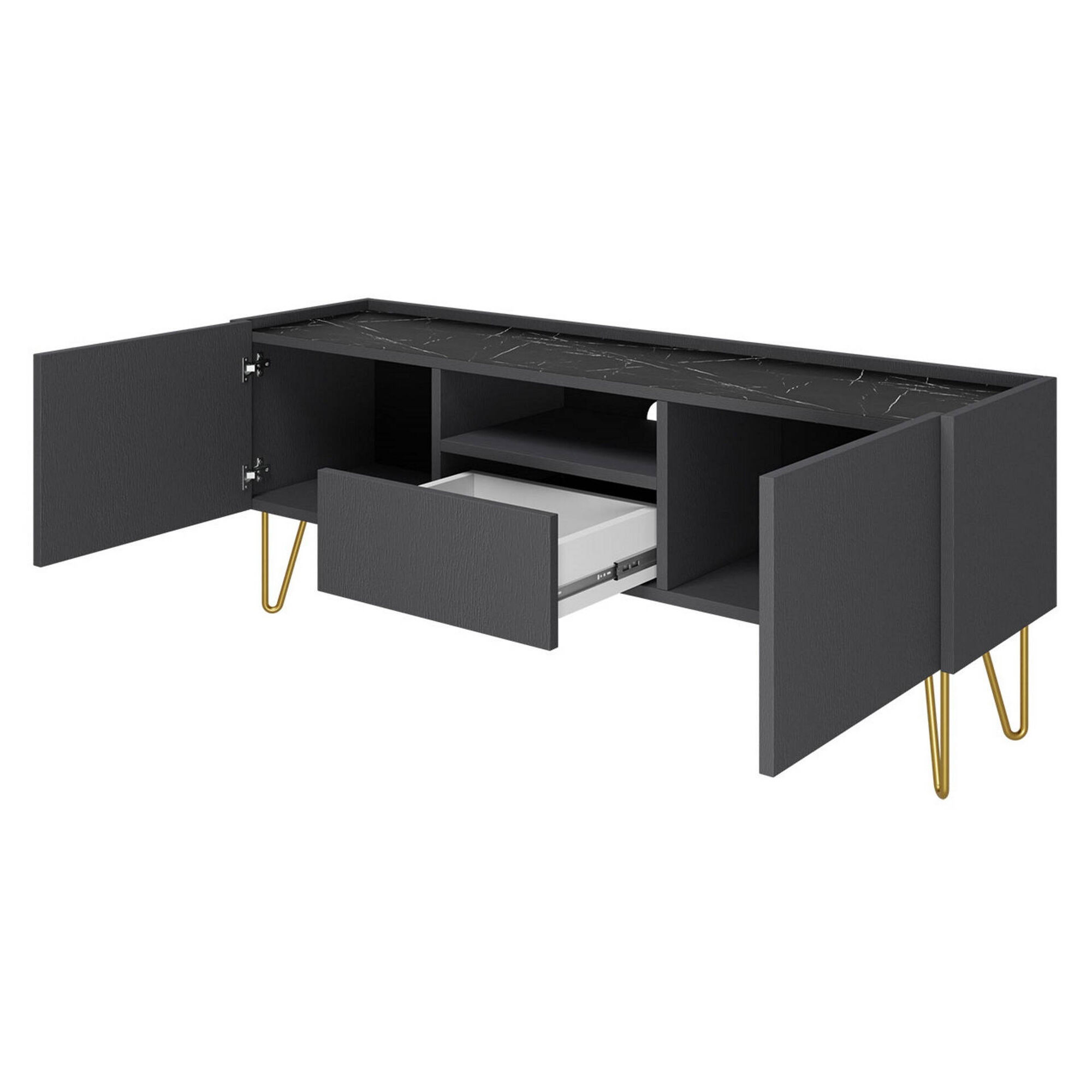 Móvel de TV com Pés Dourados 144x37x55cm Marine