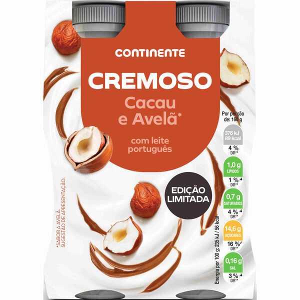 Iogurte Líquido Cacau e Avelã Continente