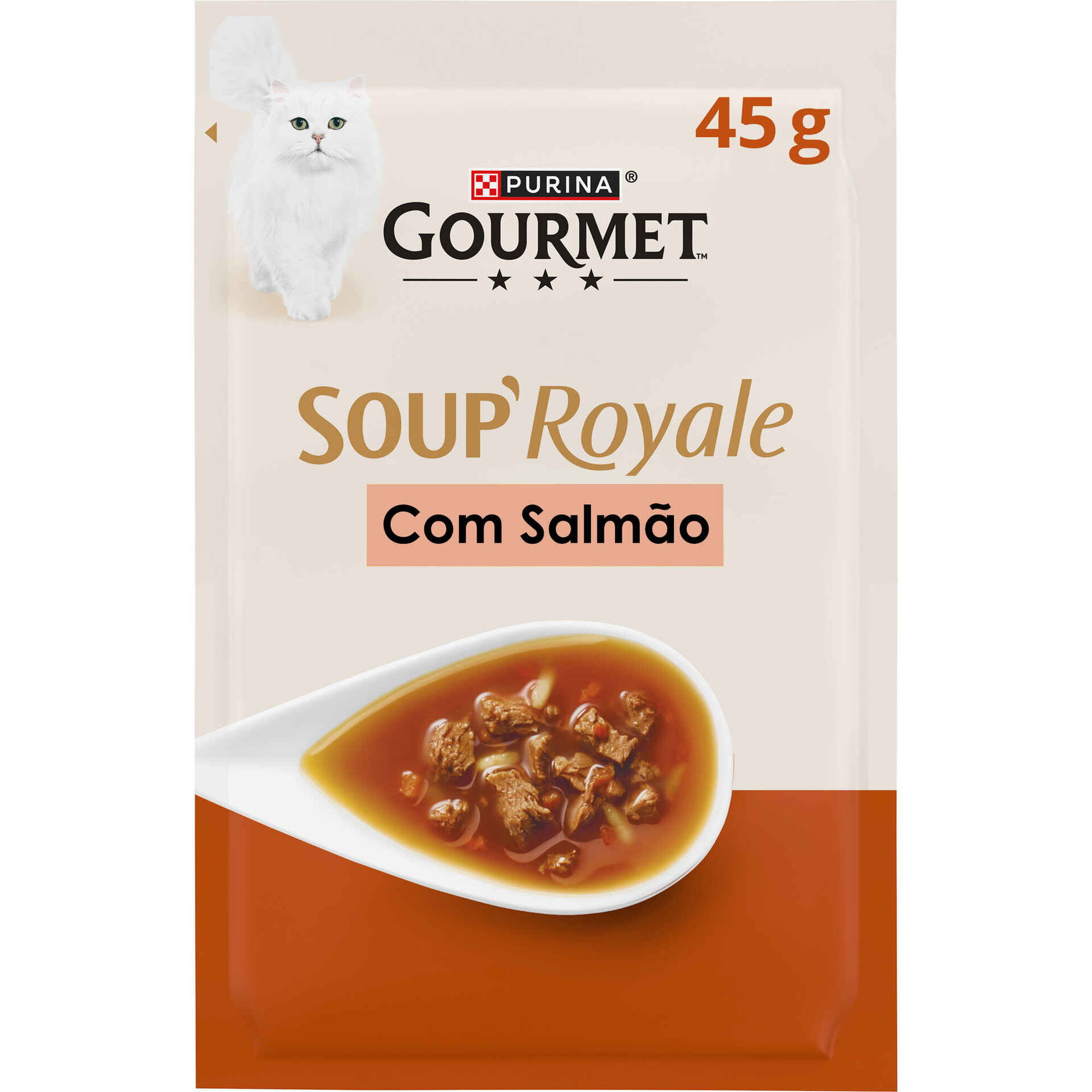 Snack L&iacute;quido para Gato Adulto Soup Royale Salm&atilde;o Purina Gourmet