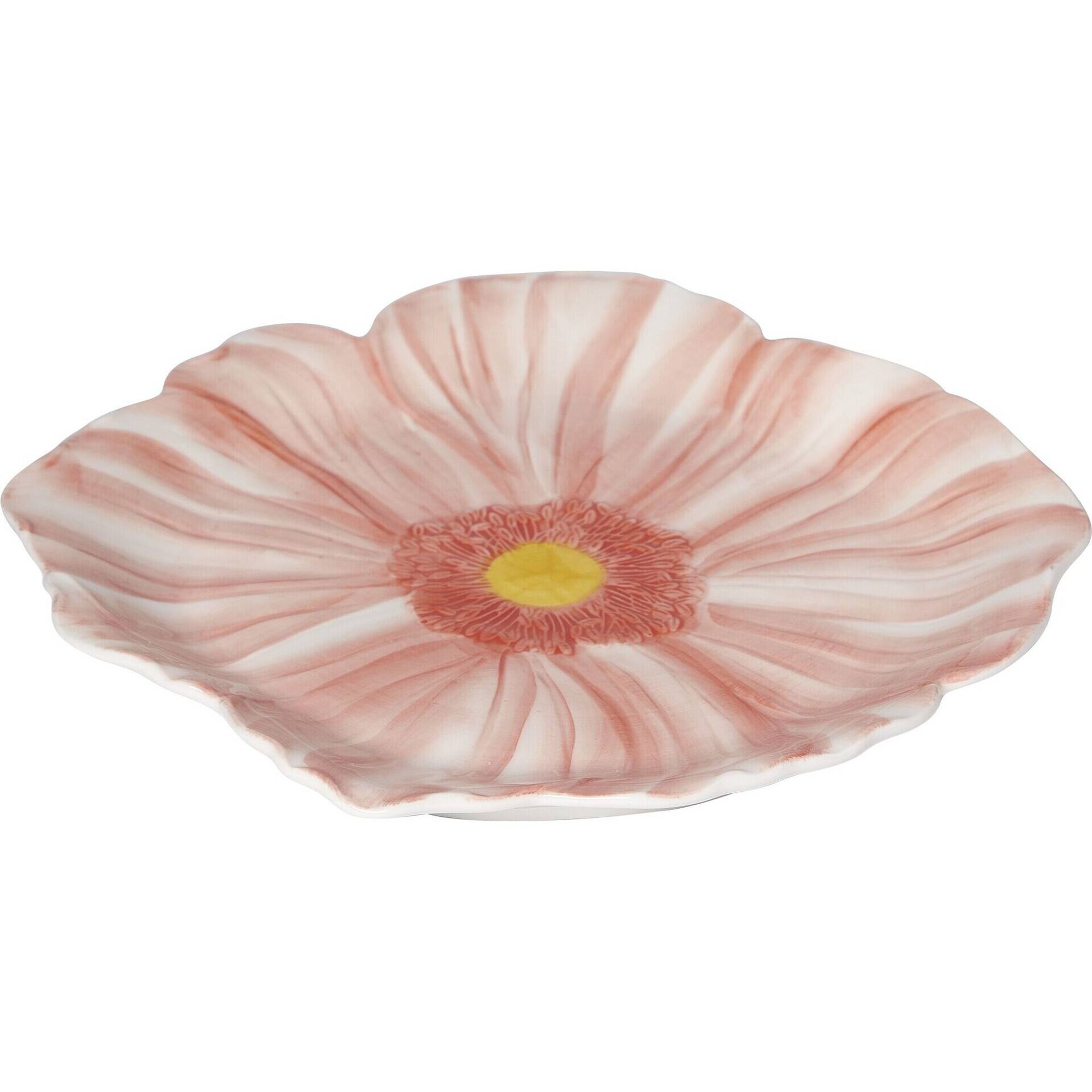 Prato Flor Rosa com Centro Amarelo Kasa