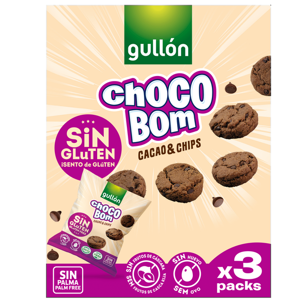 Bolachas de Chocolate com Pepitas sem Glúten Gullón