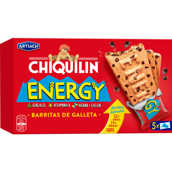 Bolachas com Pepitas de Chocolate Energy Chiquilin Artiach