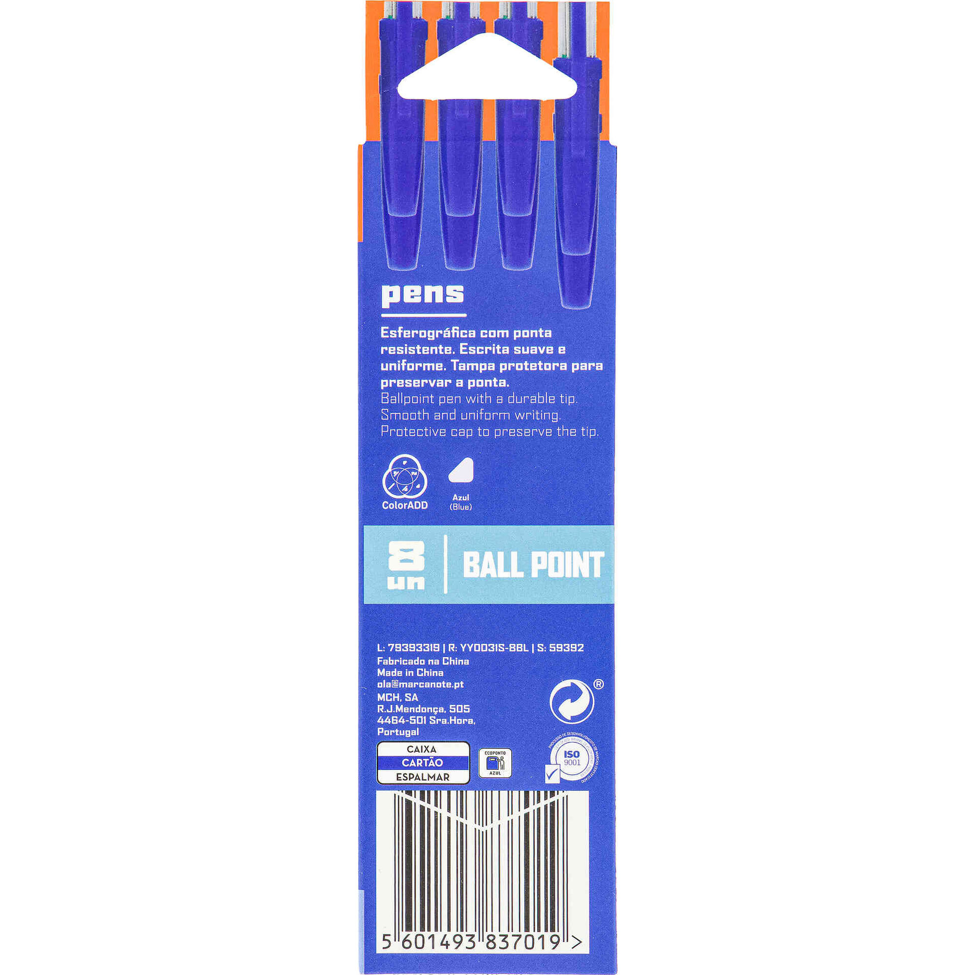 Conjunto 8 Esferogr&aacute;ficas Ball Point Azul Note!