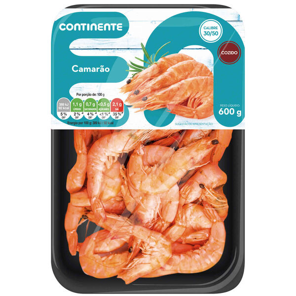 Camarão Cozido 30/50 Fresco Continente