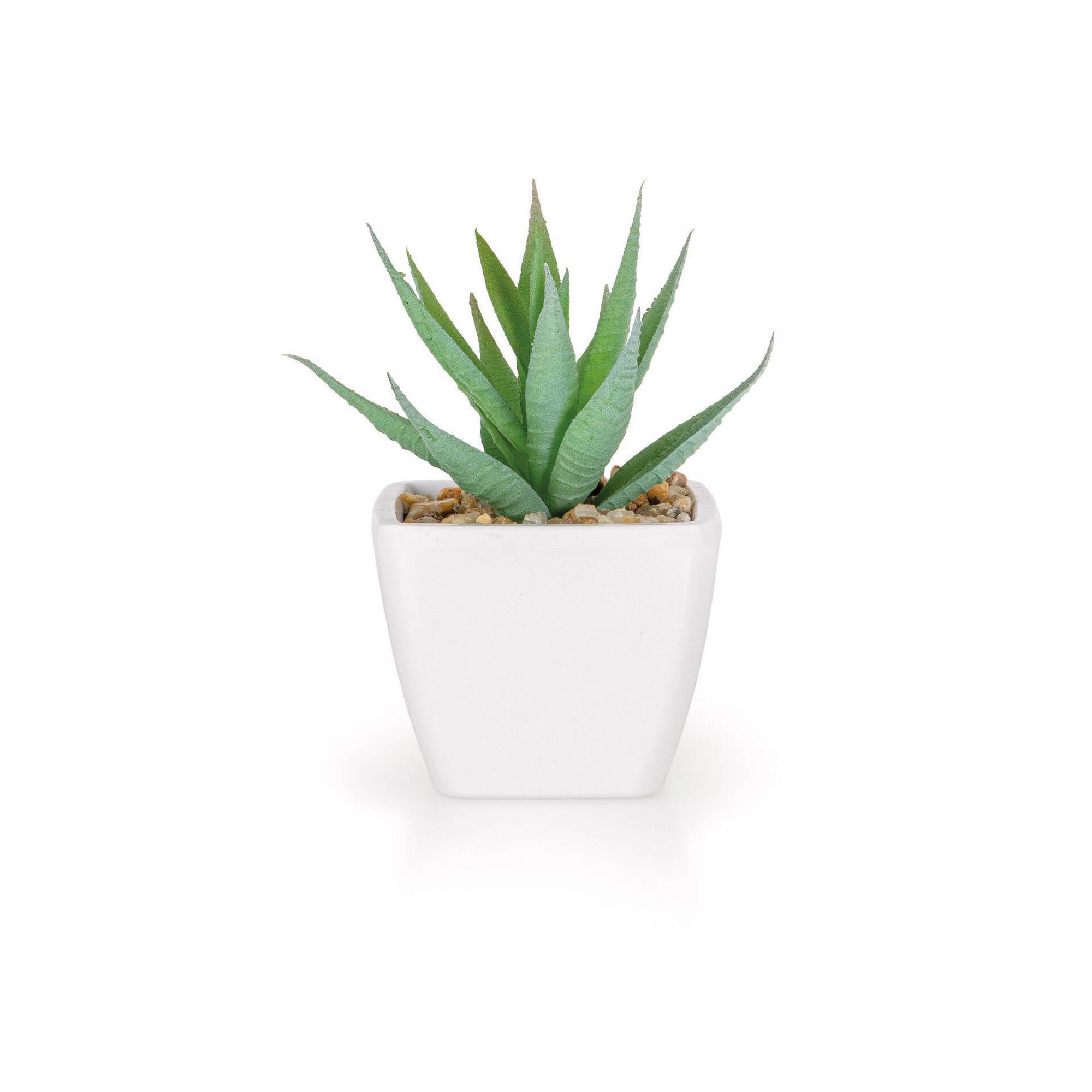 Vaso Pedra com Suculenta Artificial Rosa