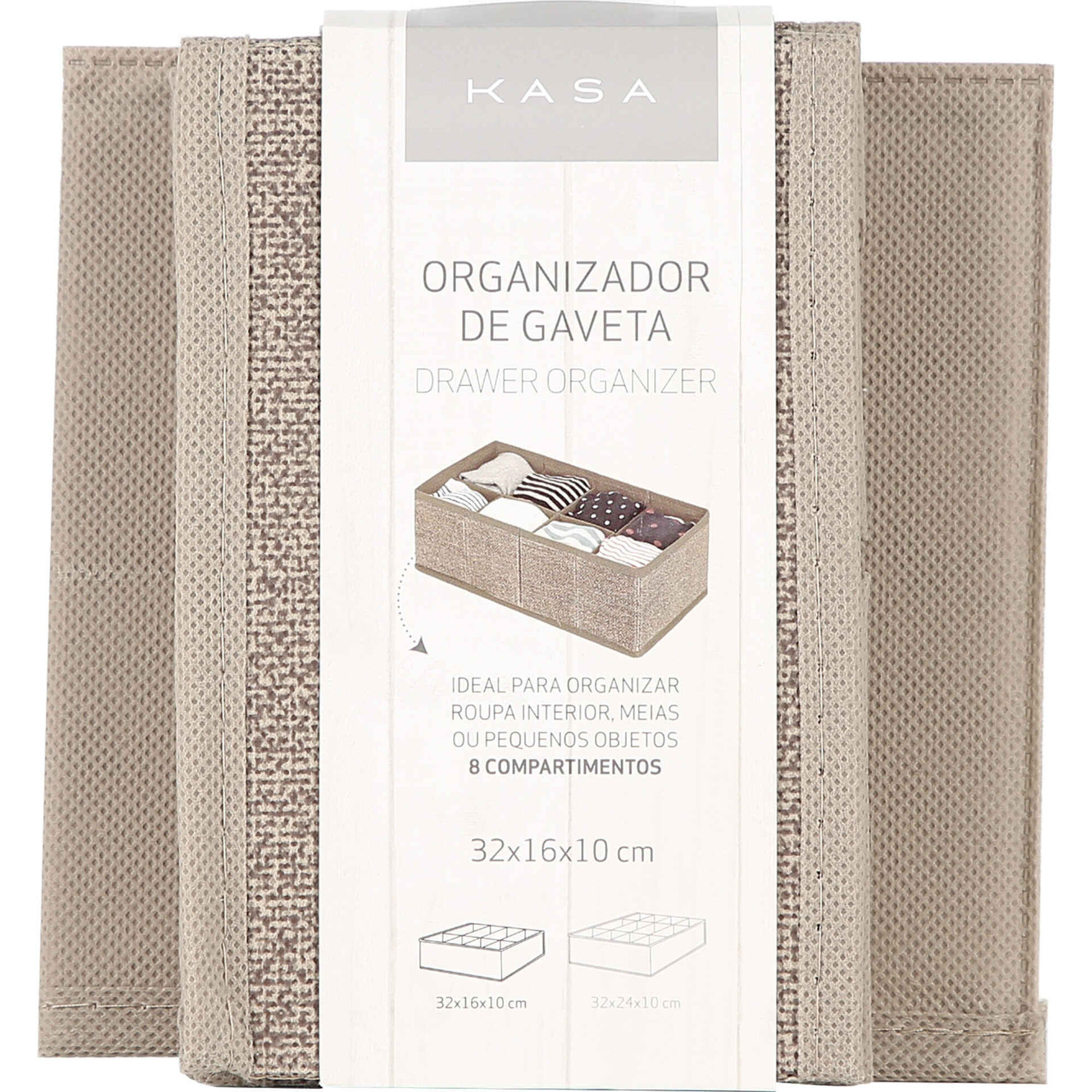 Organizador Gaveta com 8 Divis&oacute;rias Bege Kasa