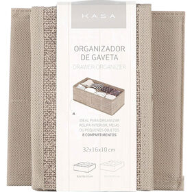 Organizador Gaveta com 8 Divis&oacute;rias Bege Kasa